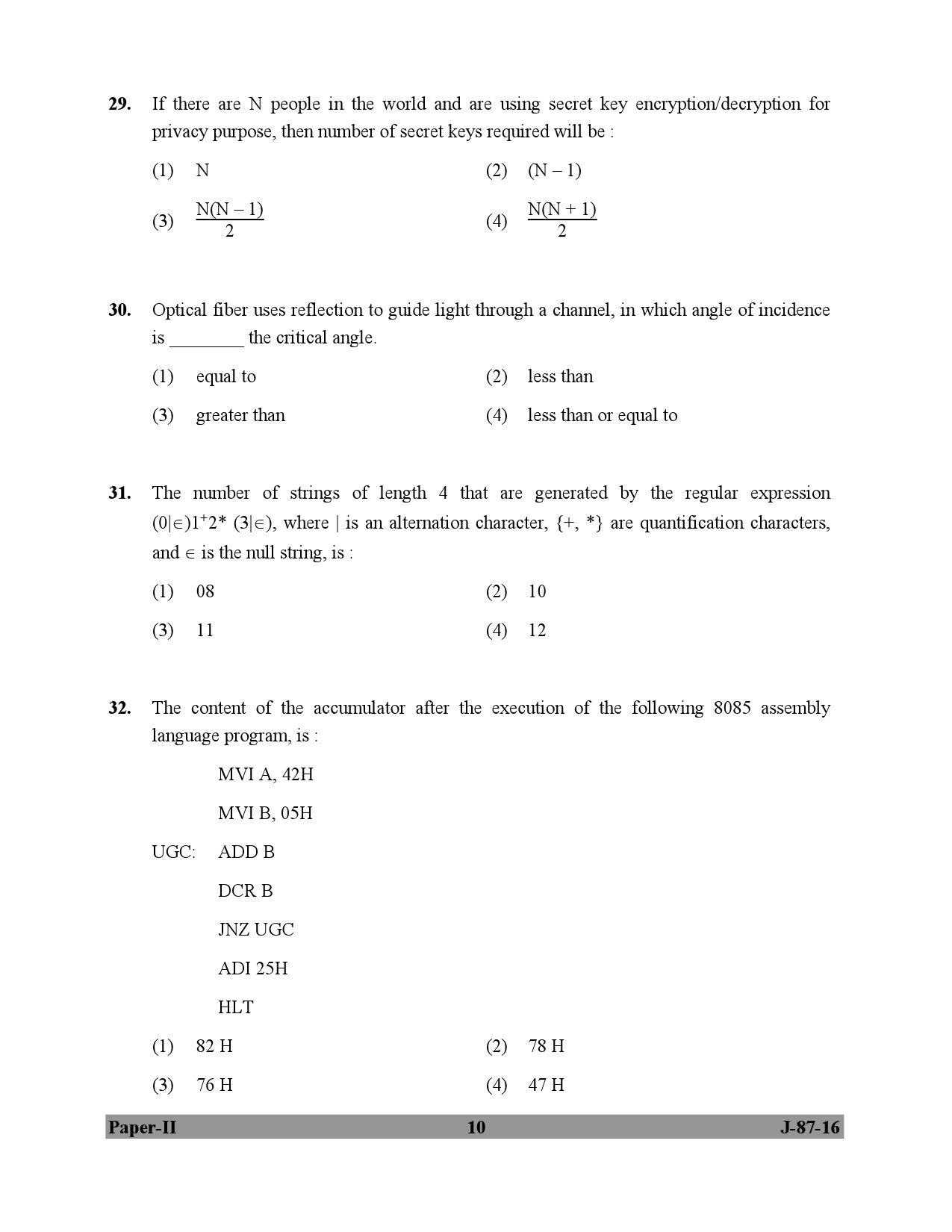 UGC NET Computer Science and Applications Question Paper II July 2016 10