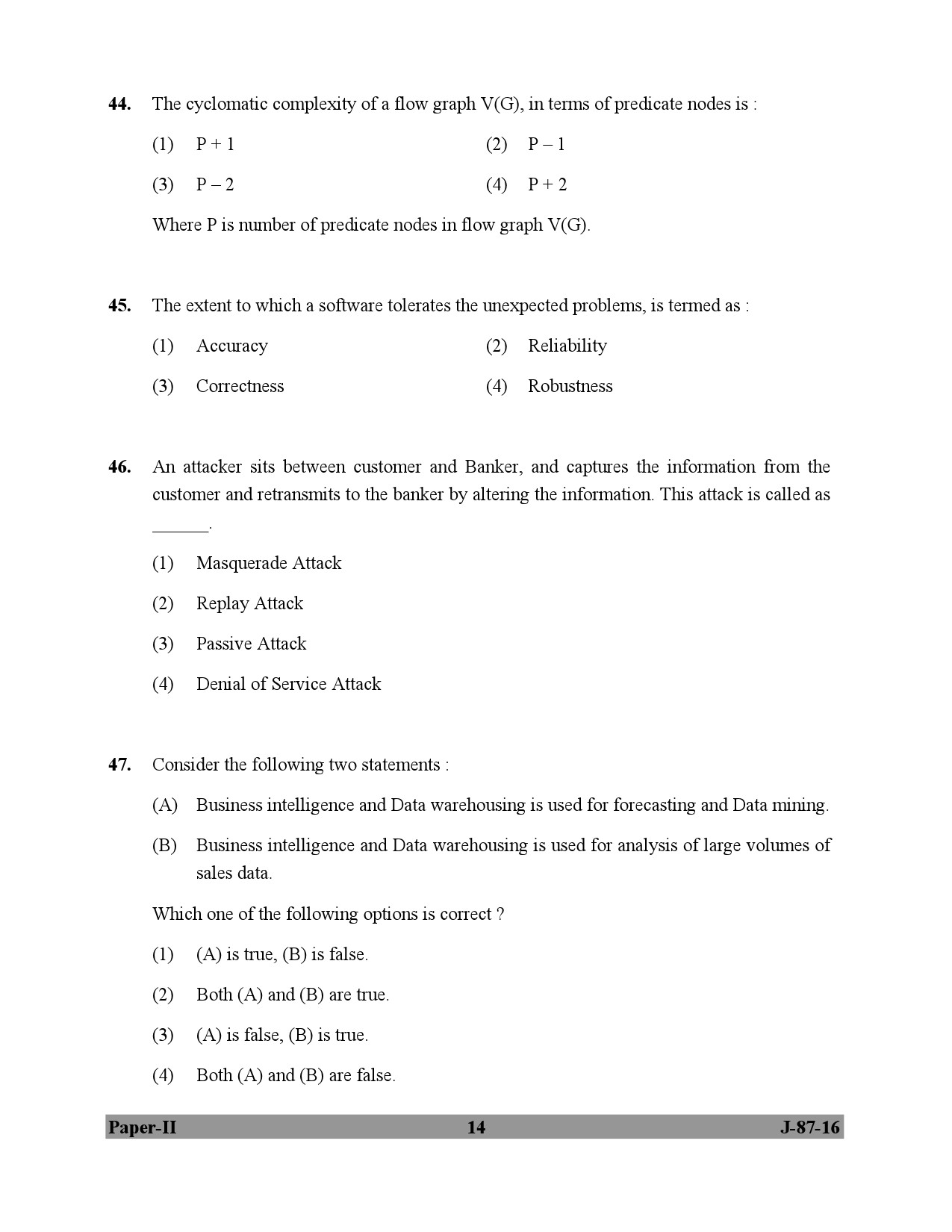 UGC NET Computer Science and Applications Question Paper II July 2016 14