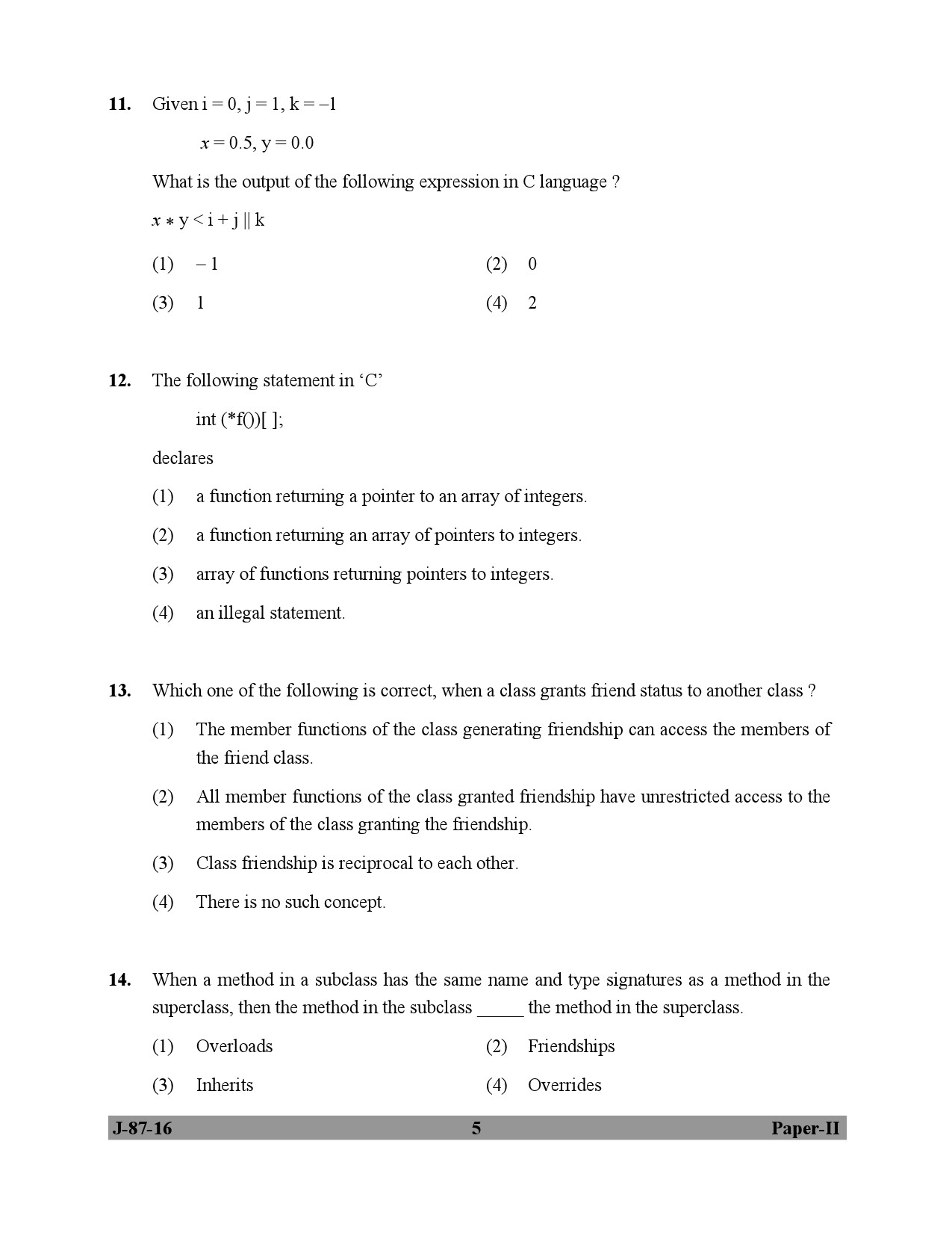 UGC NET Computer Science and Applications Question Paper II July 2016 5