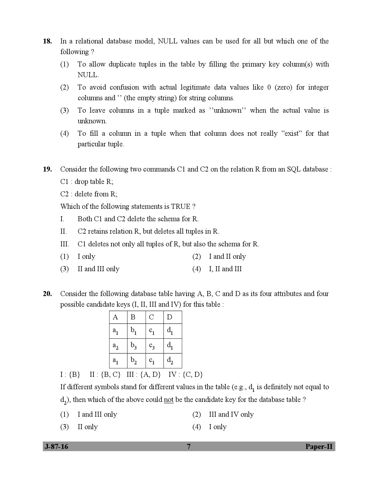 UGC NET Computer Science and Applications Question Paper II July 2016 7