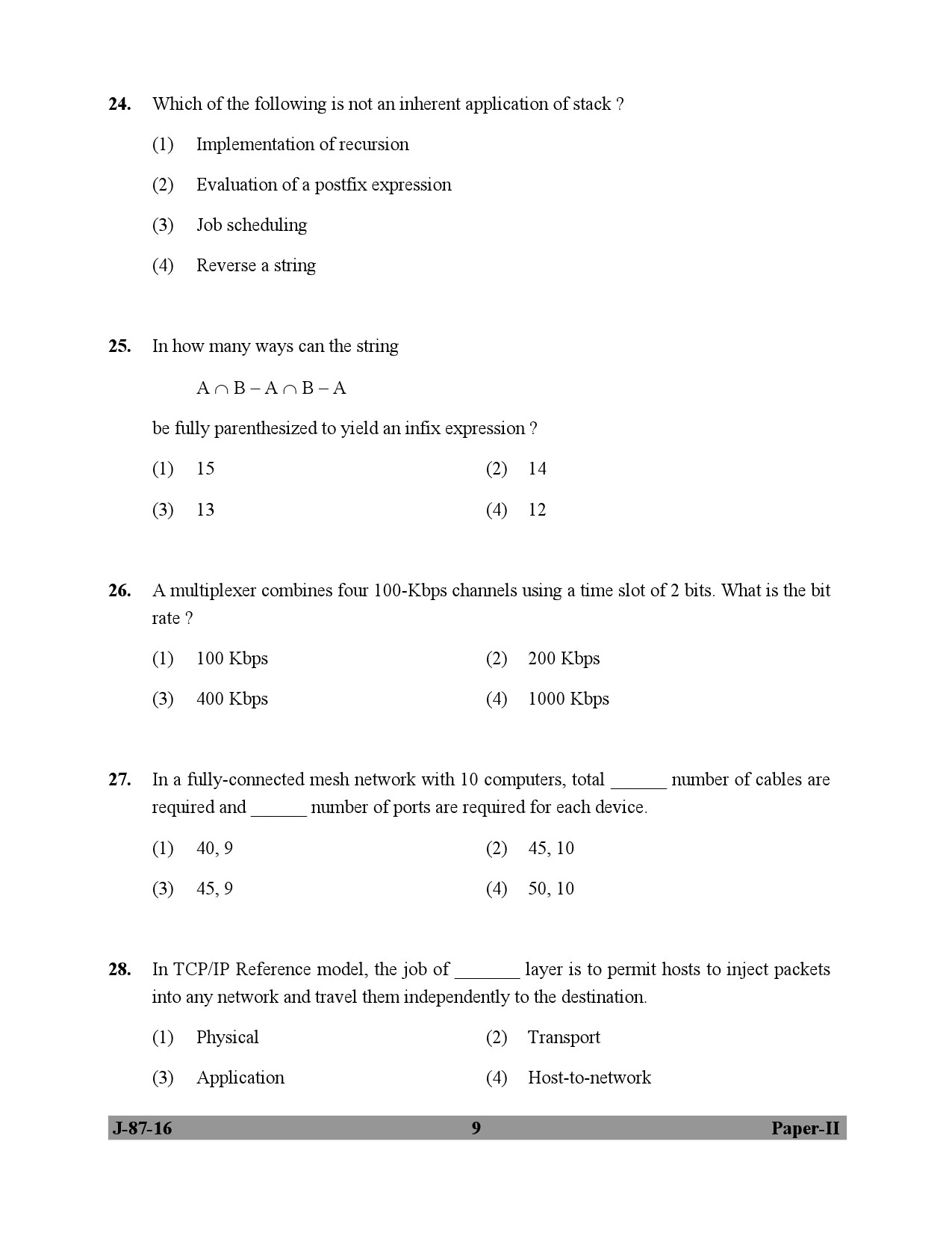 UGC NET Computer Science and Applications Question Paper II July 2016 9