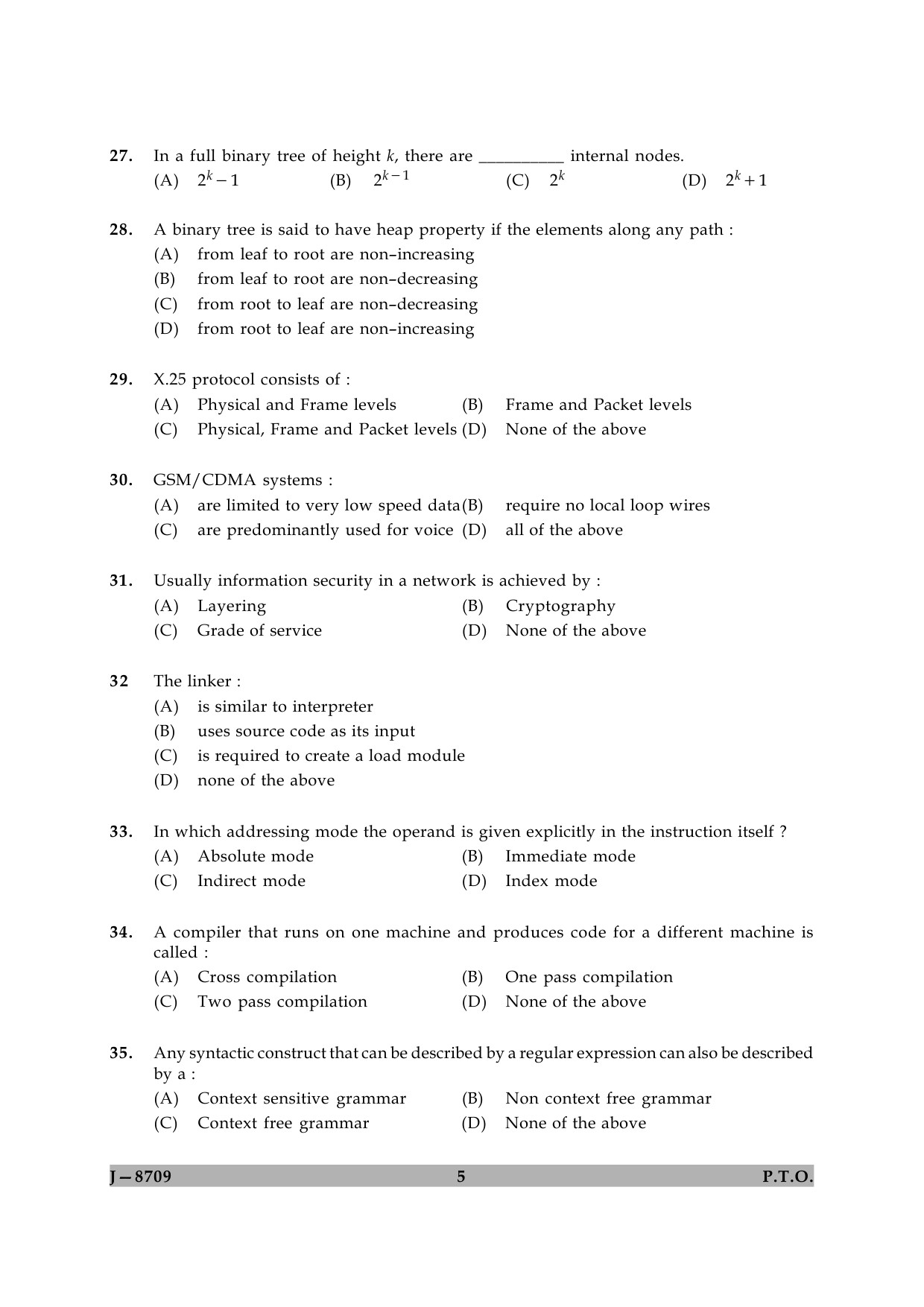 UGC NET Computer Science and Applications Question Paper II June 2009 5