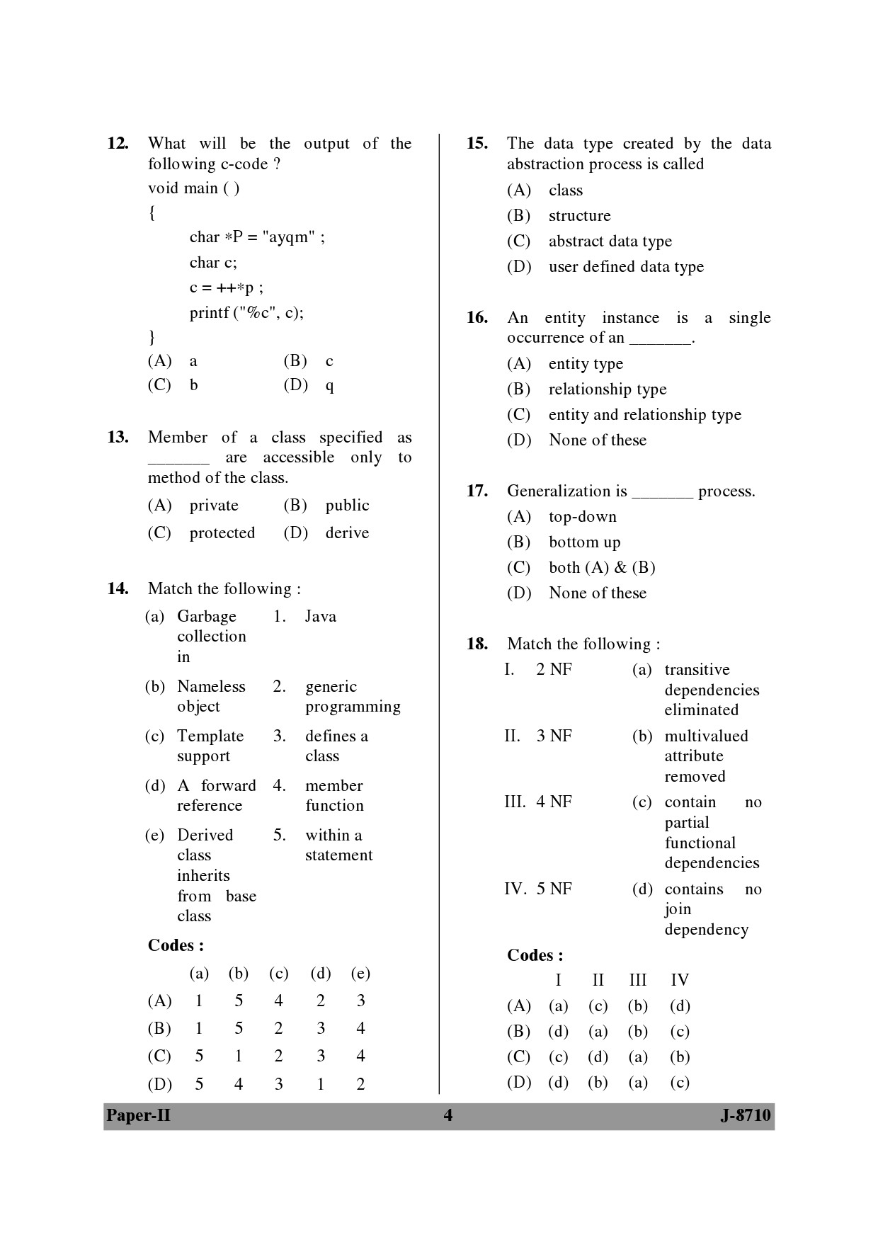 UGC NET Computer Science and Applications Question Paper II June 2010 4