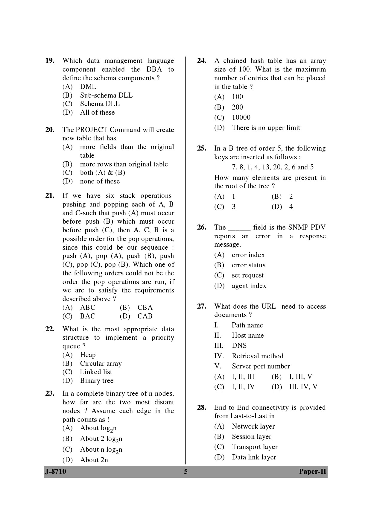 UGC NET Computer Science and Applications Question Paper II June 2010 5