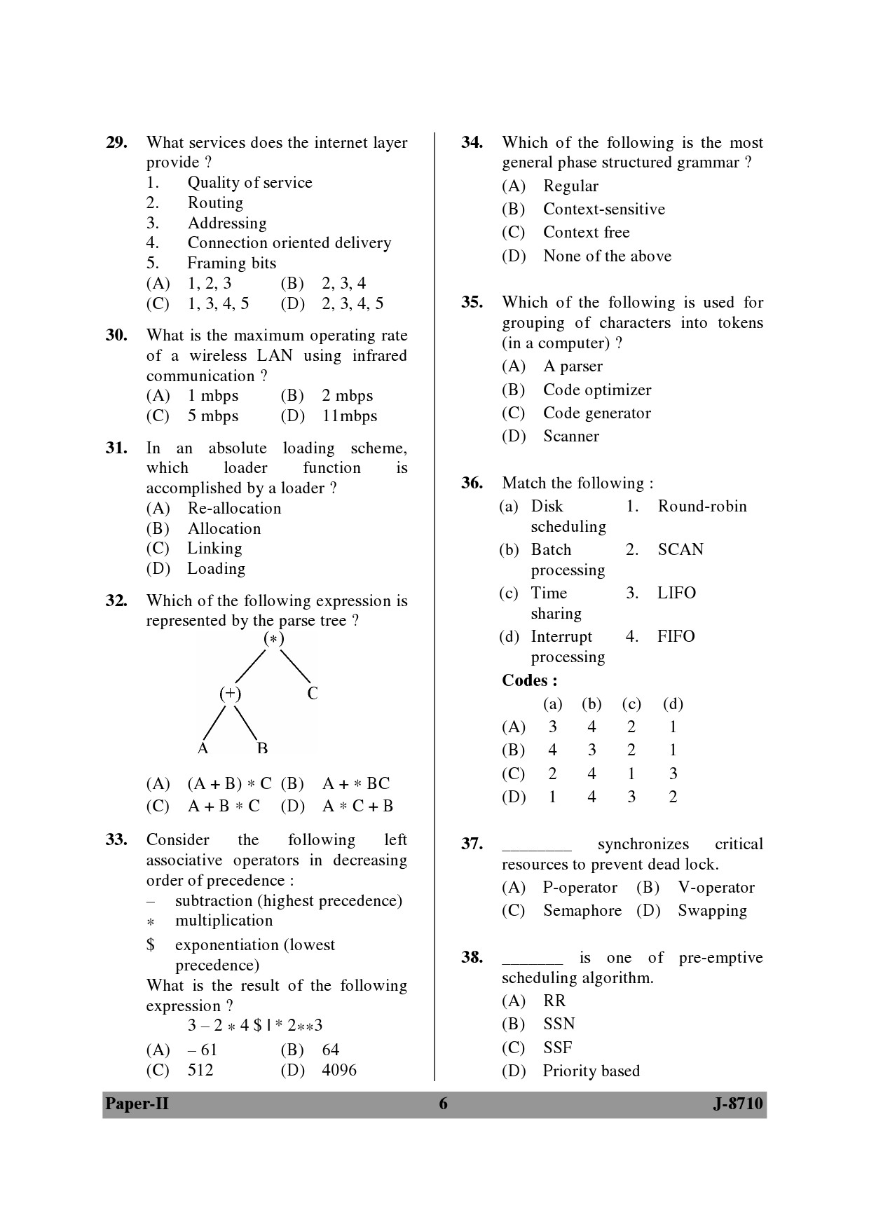 UGC NET Computer Science and Applications Question Paper II June 2010 6