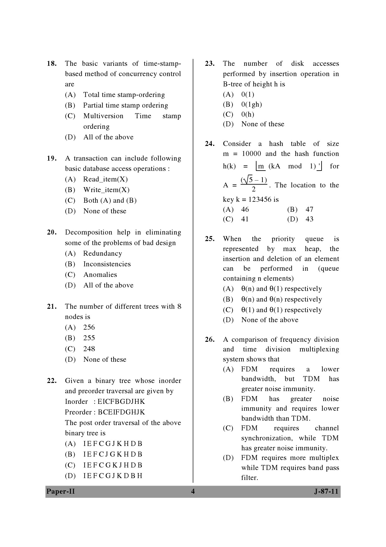 UGC NET Computer Science and Applications Question Paper II June 2011 4