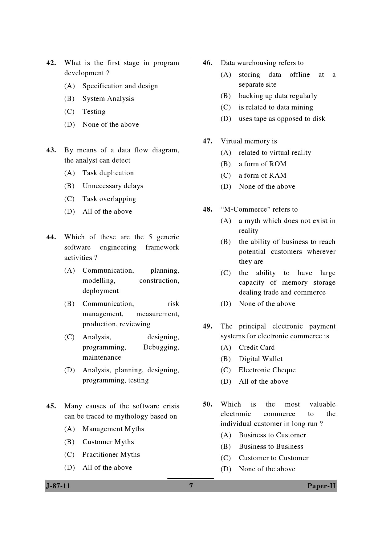 UGC NET Computer Science and Applications Question Paper II June 2011 7