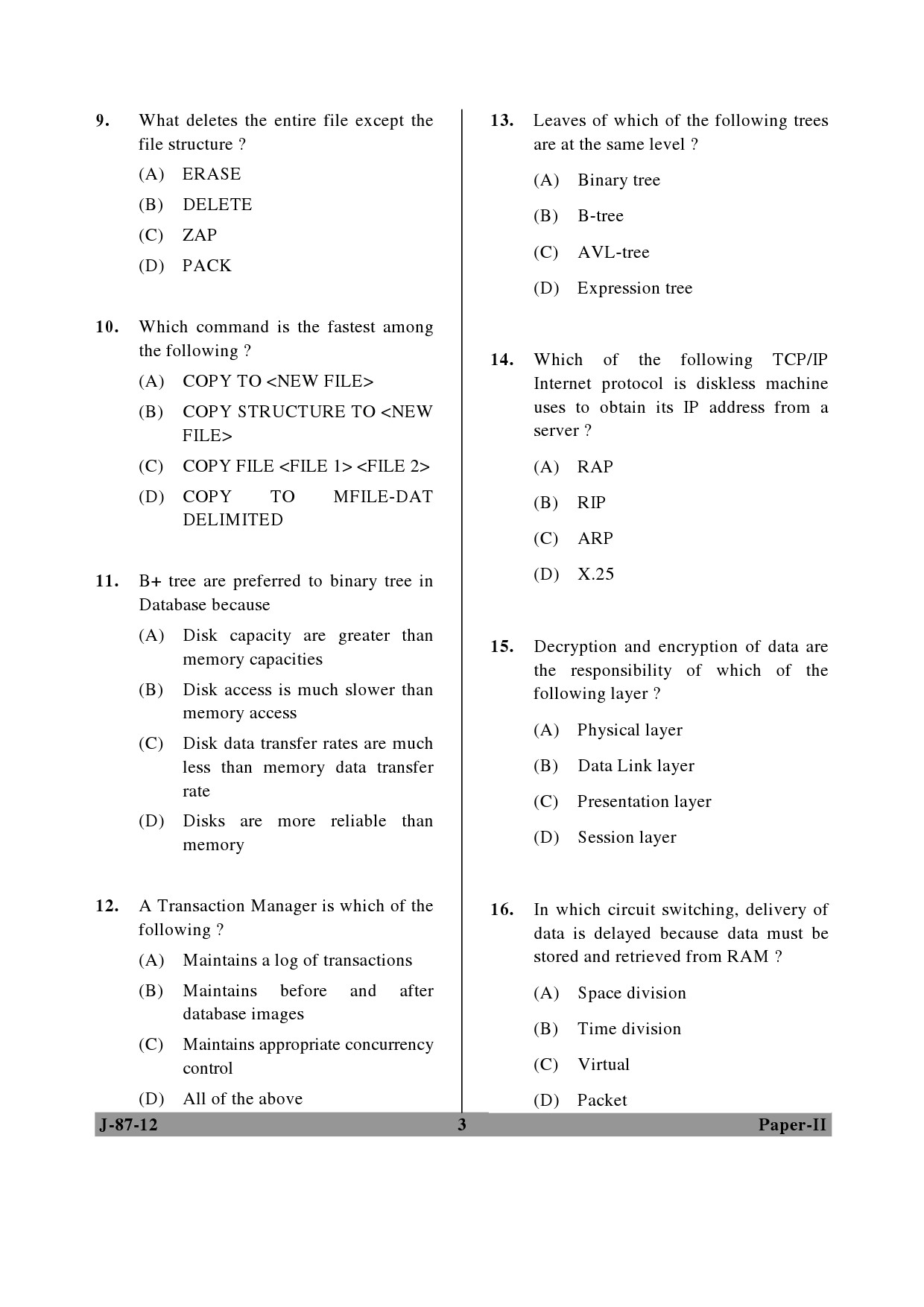 UGC NET Computer Science and Applications Question Paper II June 2012 3