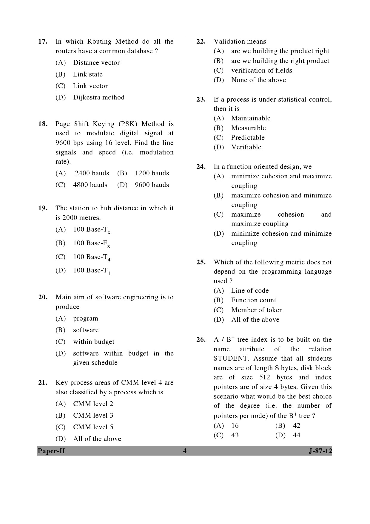 UGC NET Computer Science and Applications Question Paper II June 2012 4