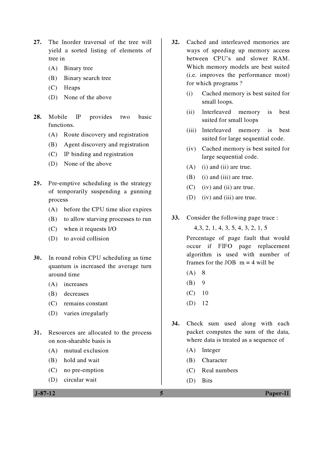 UGC NET Computer Science and Applications Question Paper II June 2012 5