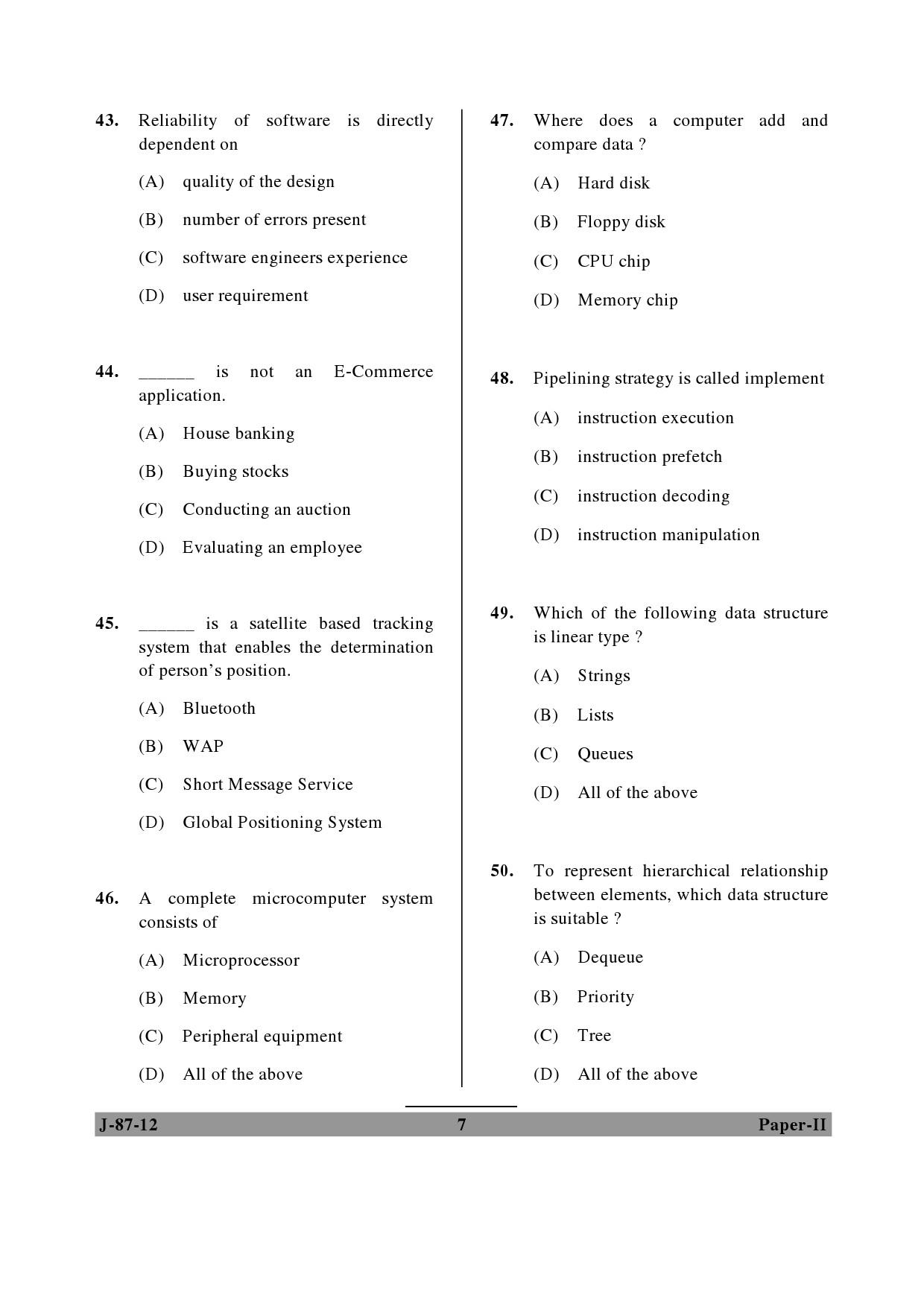 UGC NET Computer Science and Applications Question Paper II June 2012 7