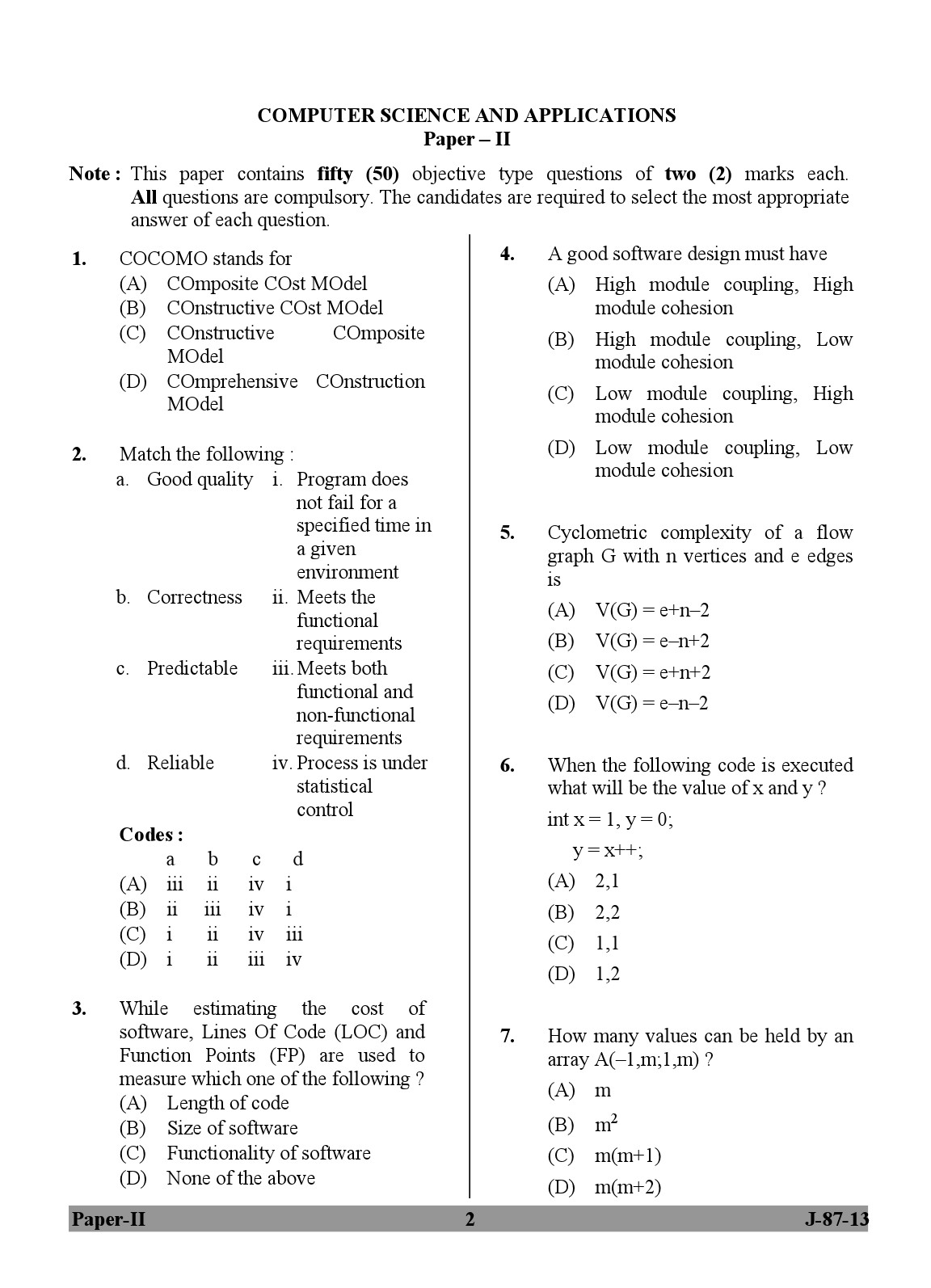 UGC NET Computer Science and Applications Question Paper II June 2013 2