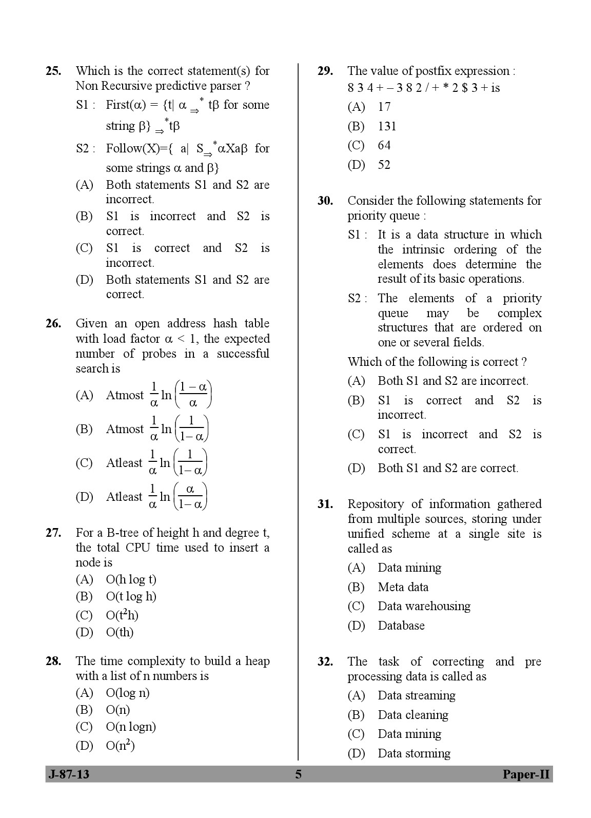 UGC NET Computer Science and Applications Question Paper II June 2013 5