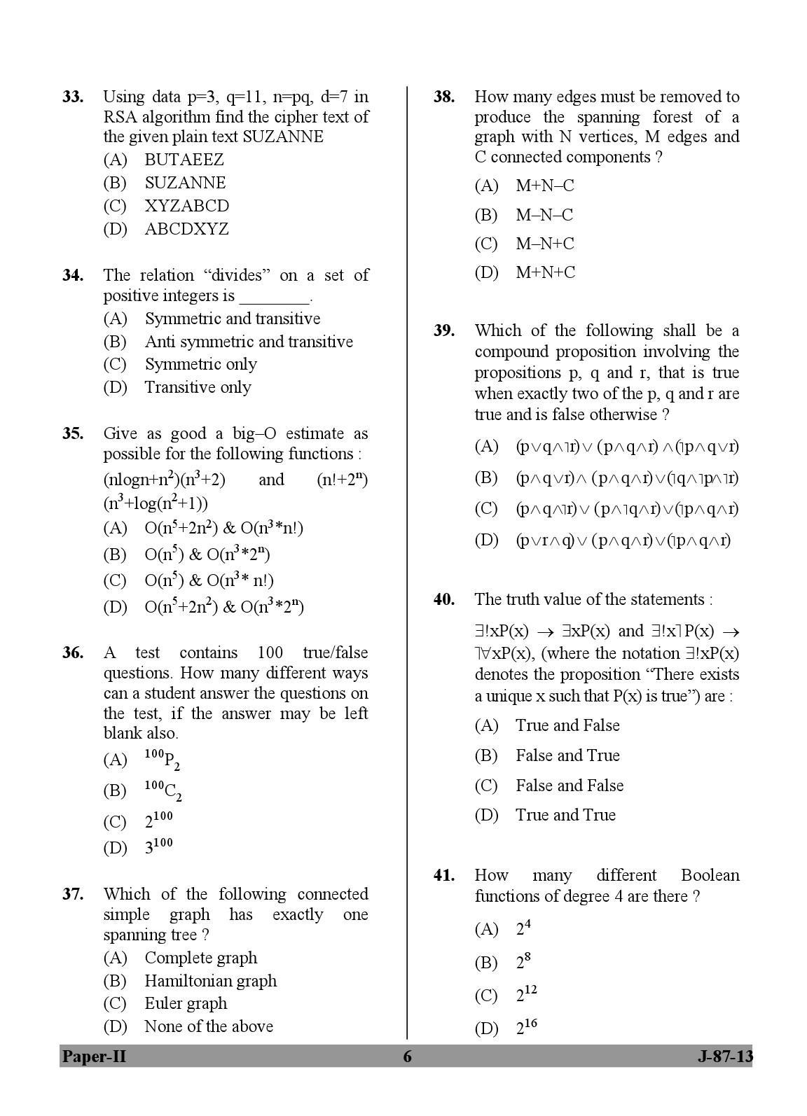 UGC NET Computer Science and Applications Question Paper II June 2013 6