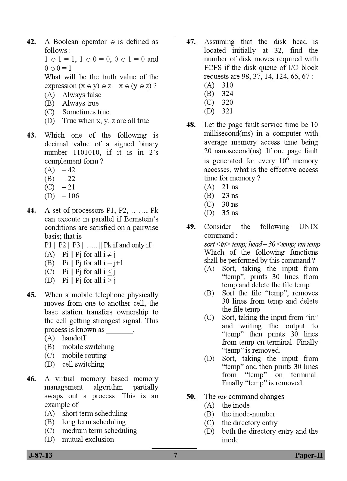 UGC NET Computer Science and Applications Question Paper II June 2013 7