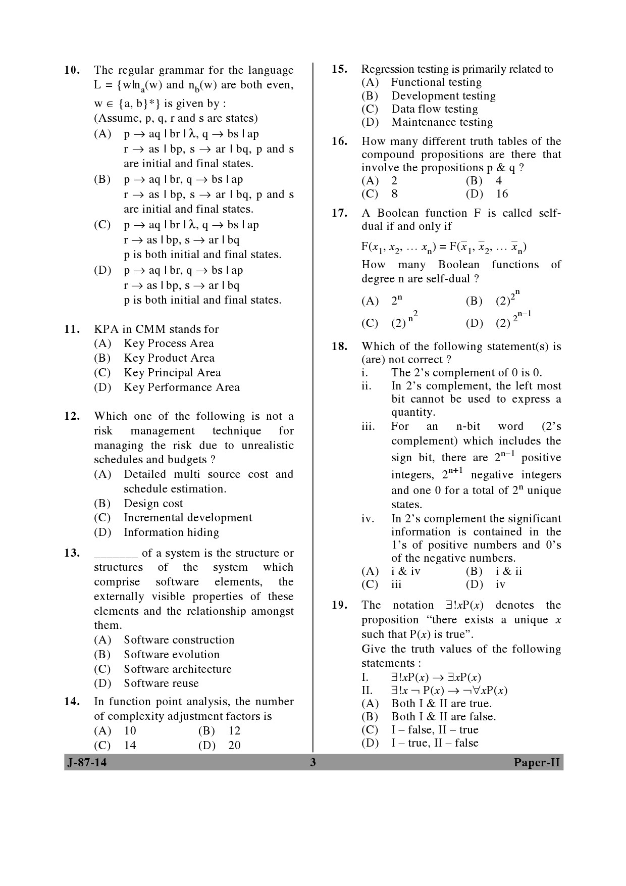 UGC NET Computer Science and Applications Question Paper II June 2014 3