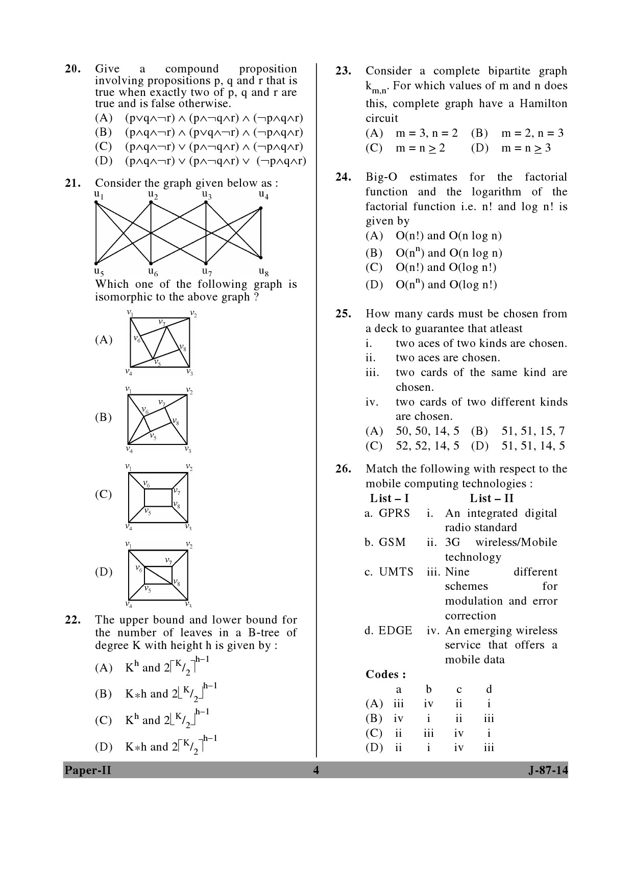 UGC NET Computer Science and Applications Question Paper II June 2014 4