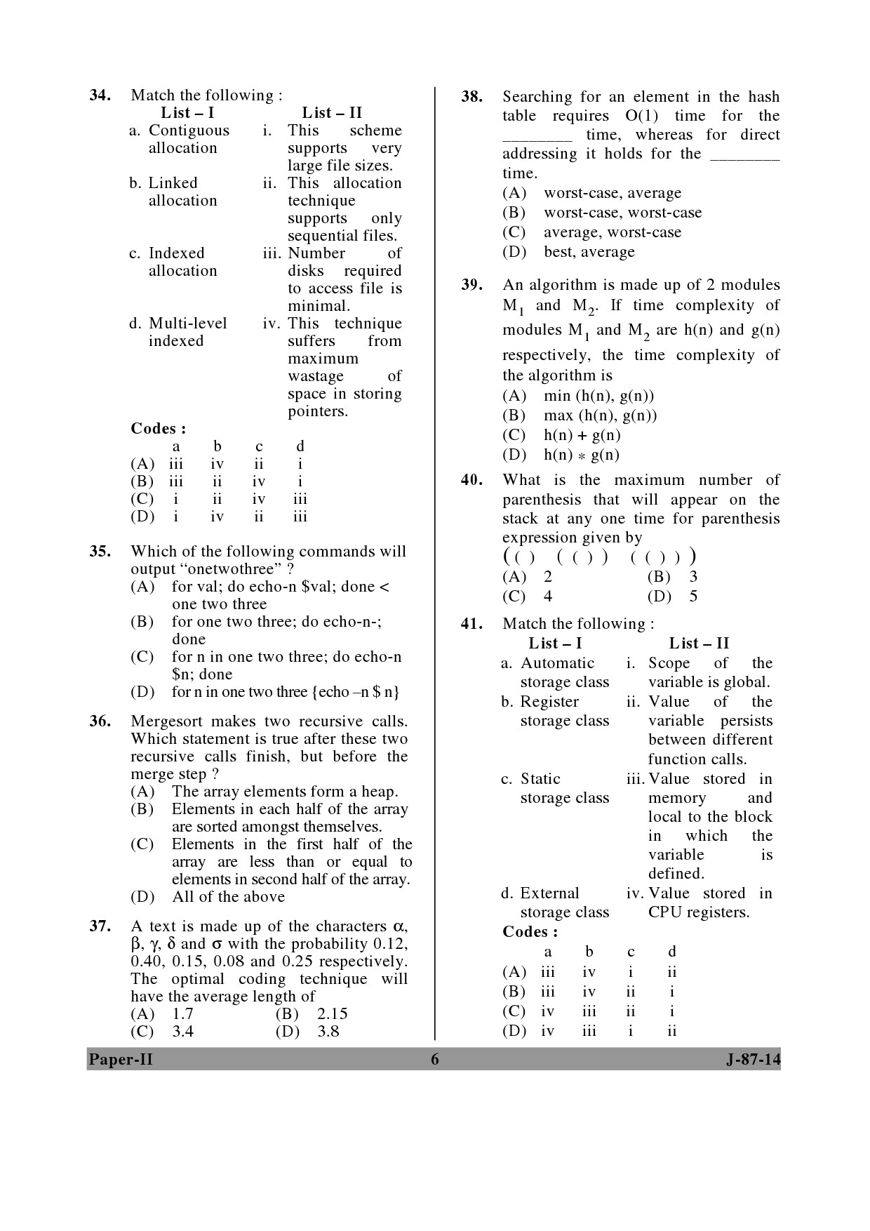 UGC NET Computer Science and Applications Question Paper II June 2014 6