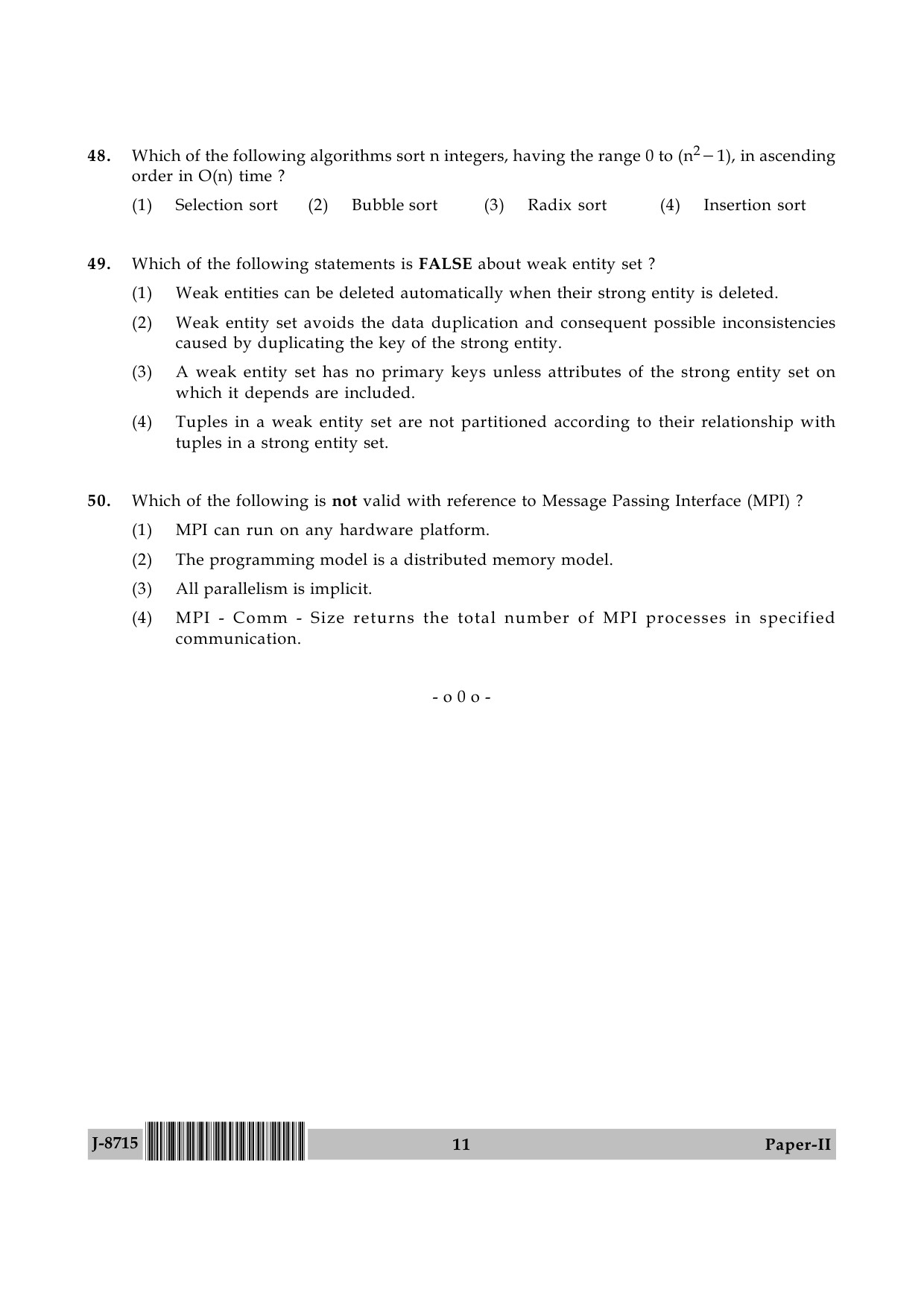 UGC NET Computer Science and Applications Question Paper II June 2015 11