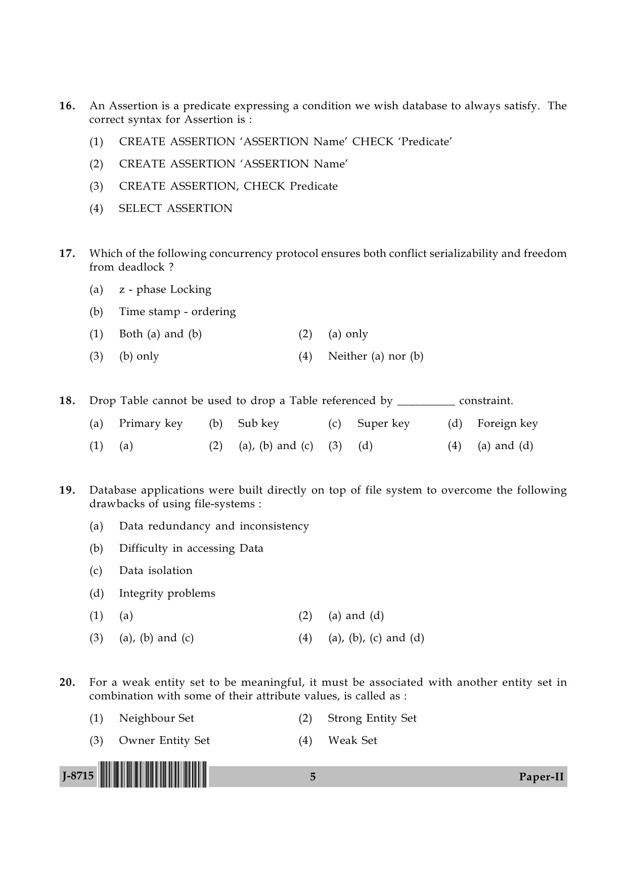 UGC NET Computer Science and Applications Question Paper II June 2015 5