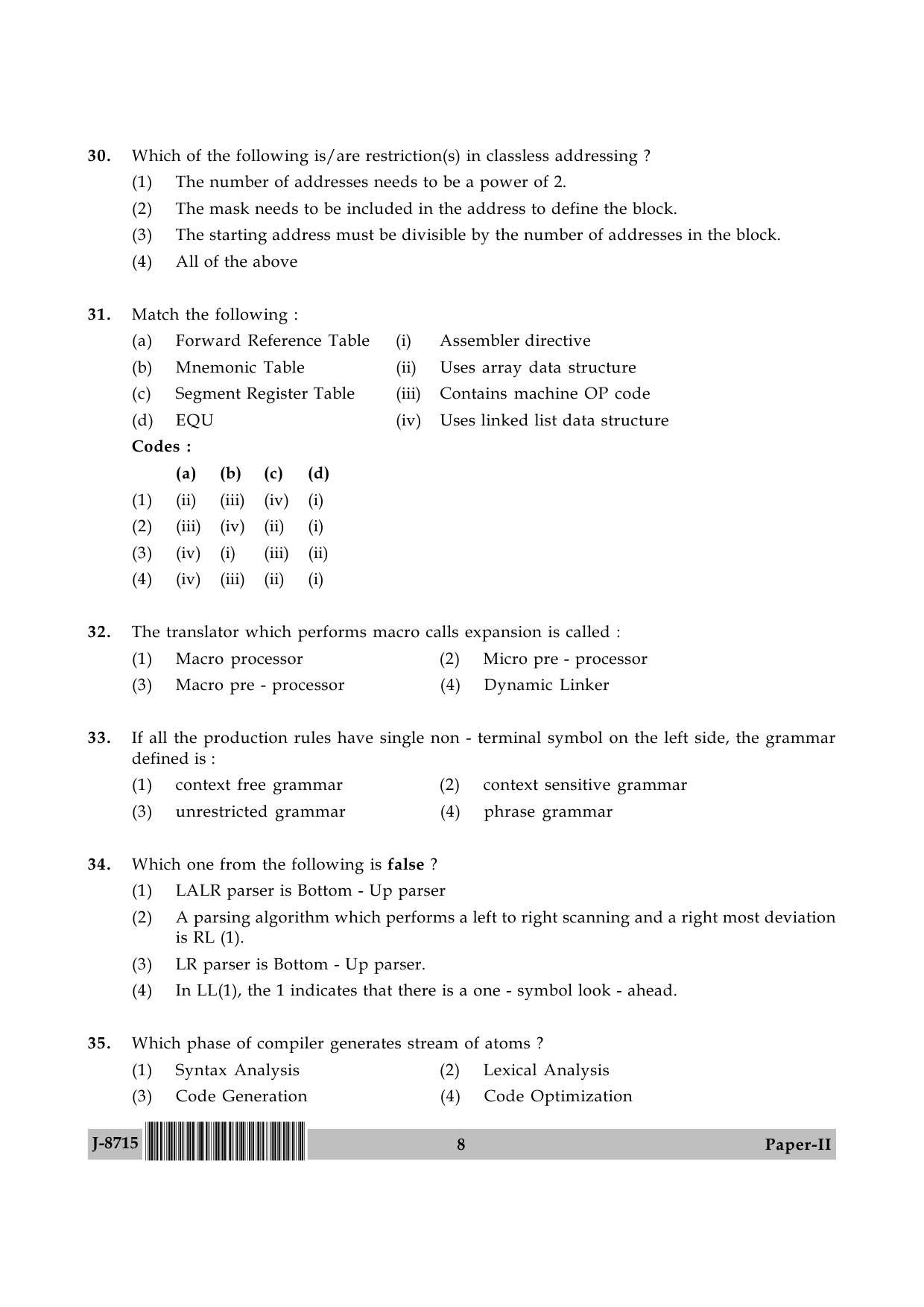 UGC NET Computer Science and Applications Question Paper II June 2015 8