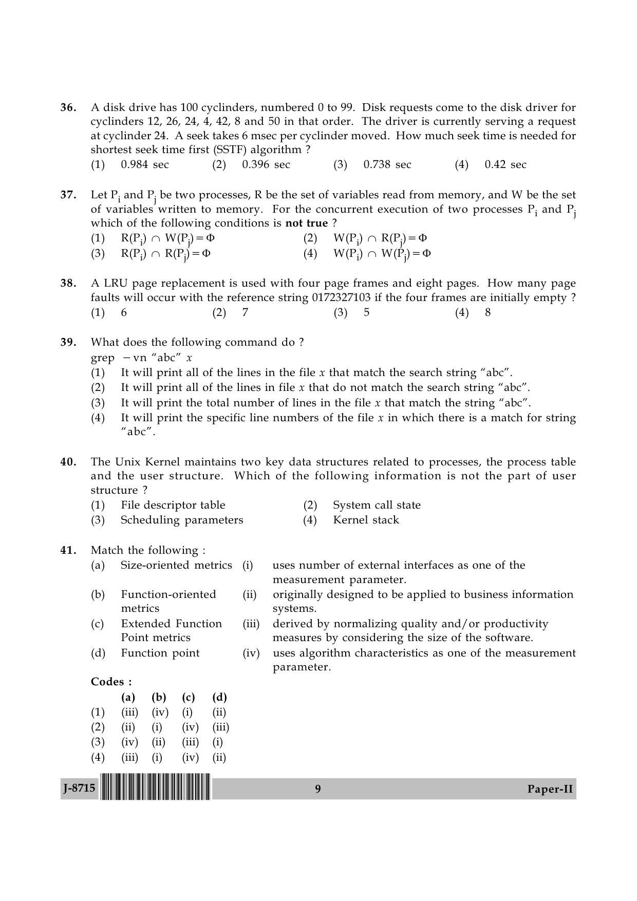 UGC NET Computer Science and Applications Question Paper II June 2015 9