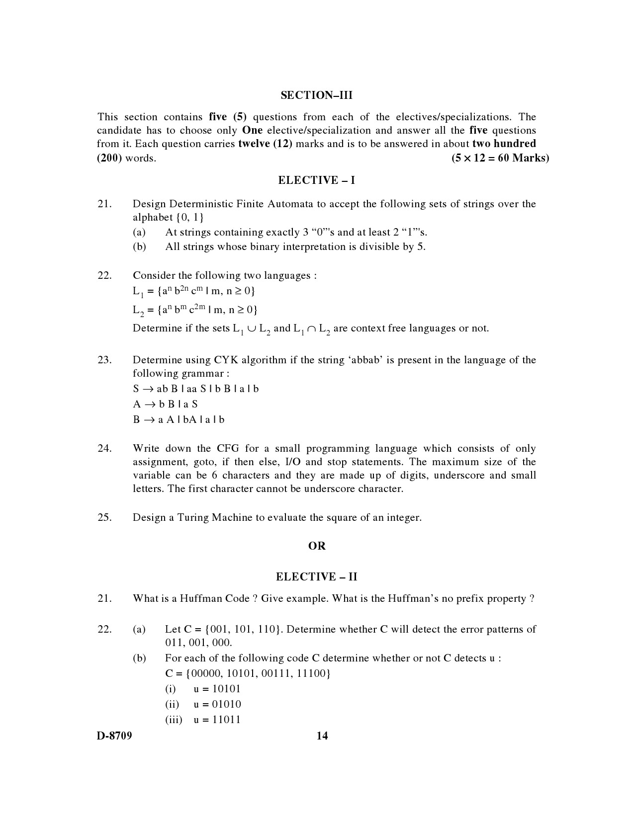 UGC NET Computer Science and Applications Question Paper III December 2009 14