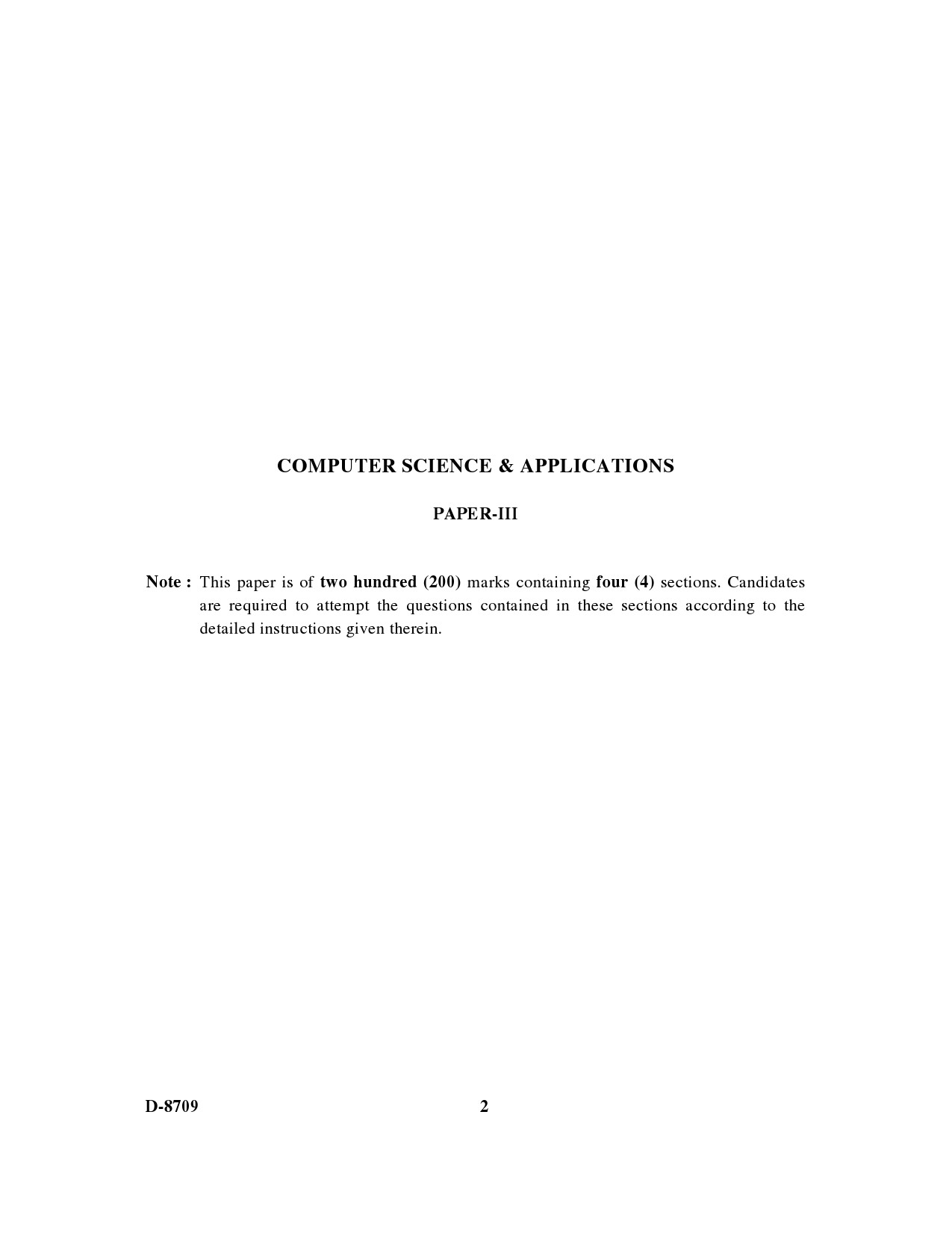 UGC NET Computer Science and Applications Question Paper III December 2009 2