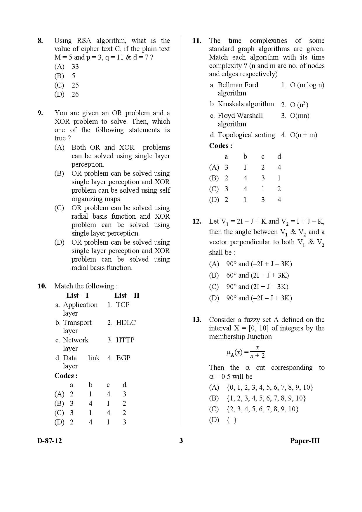 UGC NET Computer Science and Applications Question Paper III December 2012 3