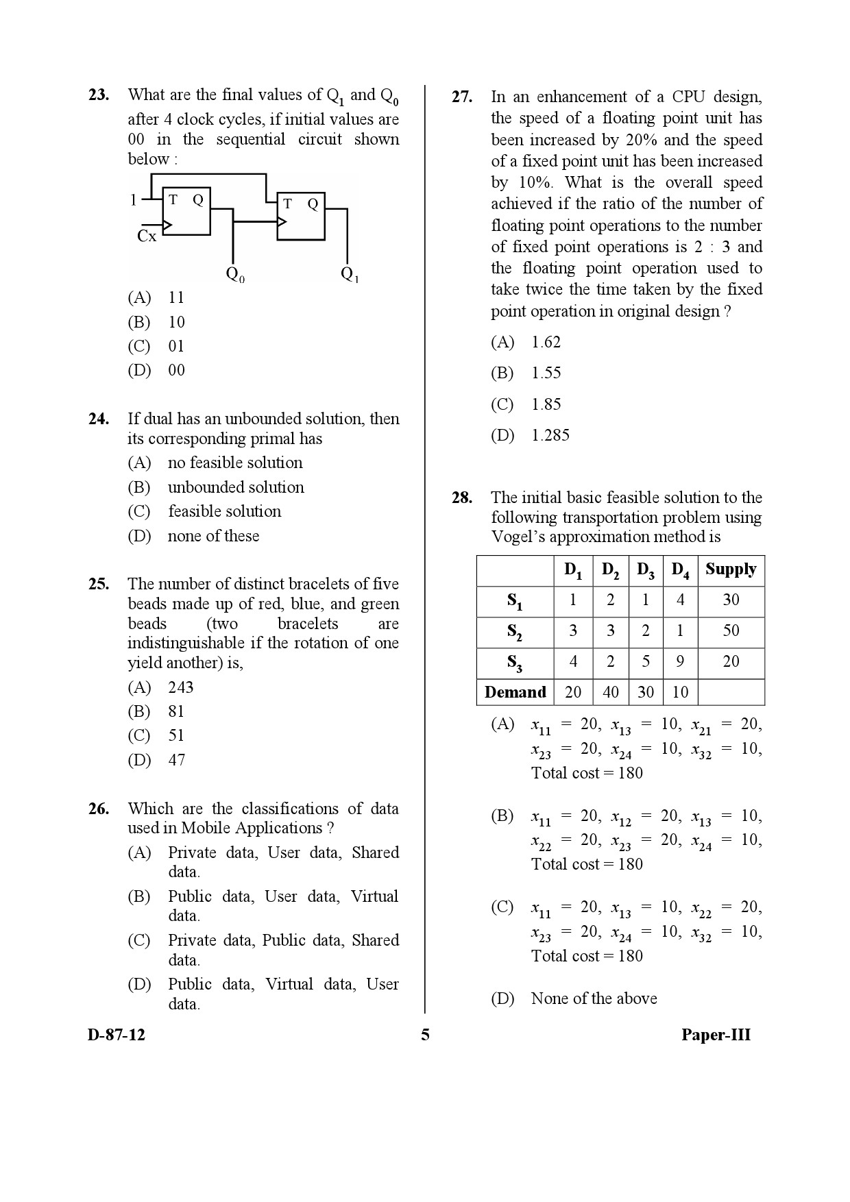 UGC NET Computer Science and Applications Question Paper III December 2012 5