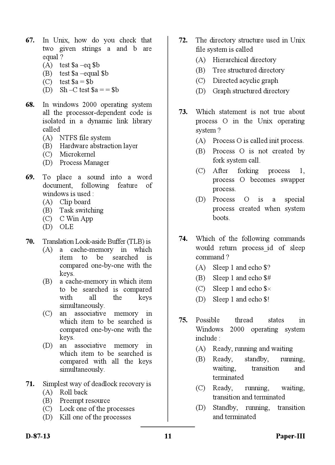 UGC NET Computer Science and Applications Question Paper III December 2013 11