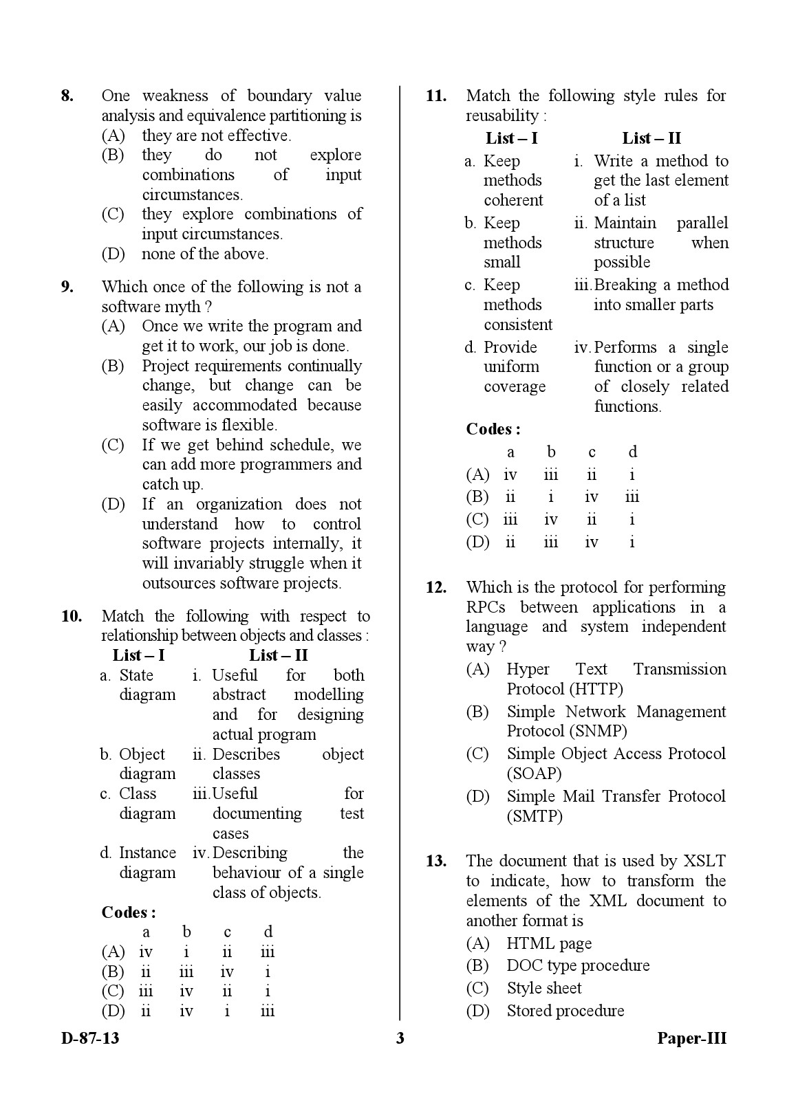 UGC NET Computer Science and Applications Question Paper III December 2013 3