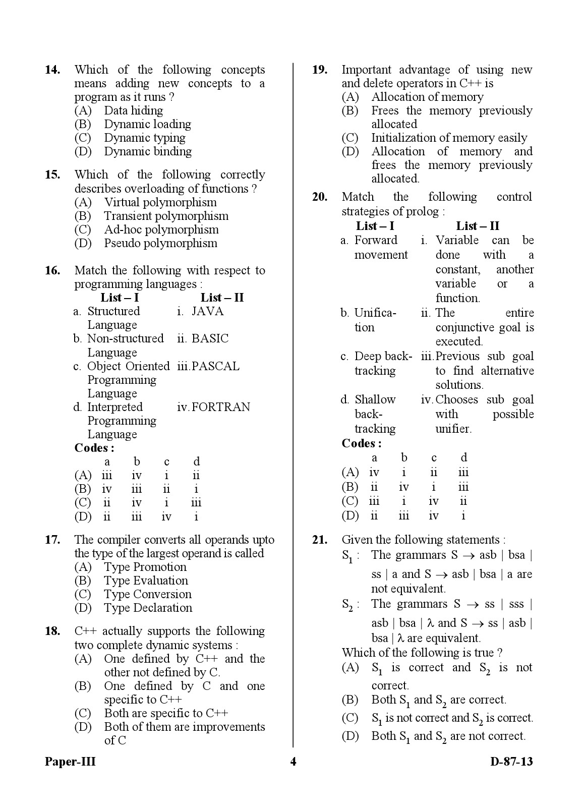 UGC NET Computer Science and Applications Question Paper III December 2013 4