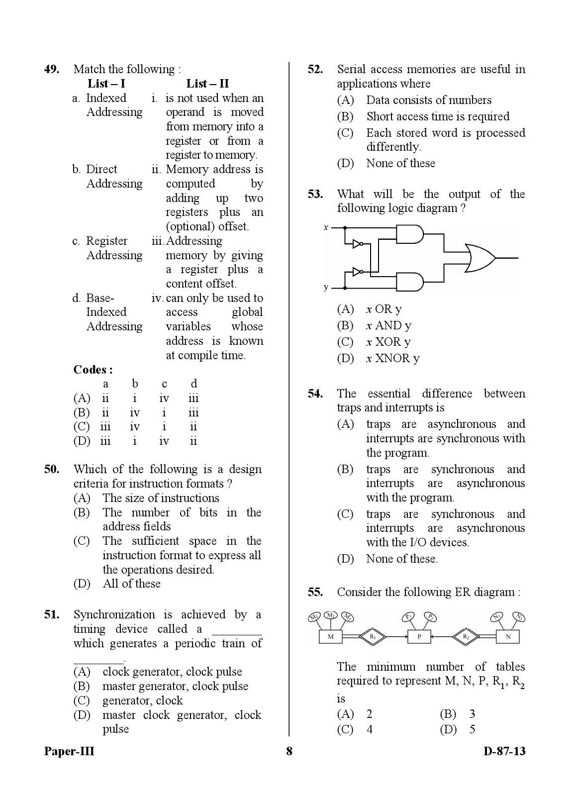 UGC NET Computer Science and Applications Question Paper III December 2013 8