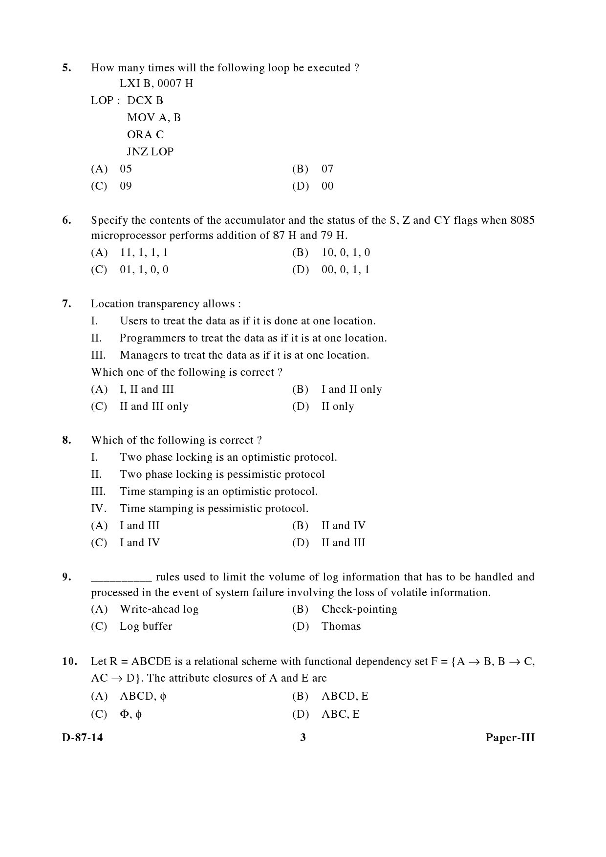 UGC NET Computer Science and Applications Question Paper III December 2014 3