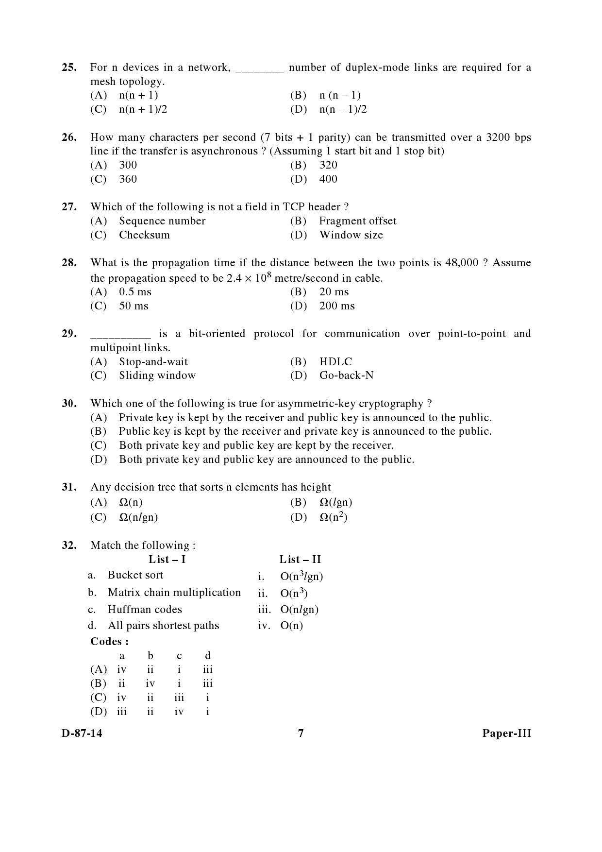 UGC NET Computer Science and Applications Question Paper III December 2014 7