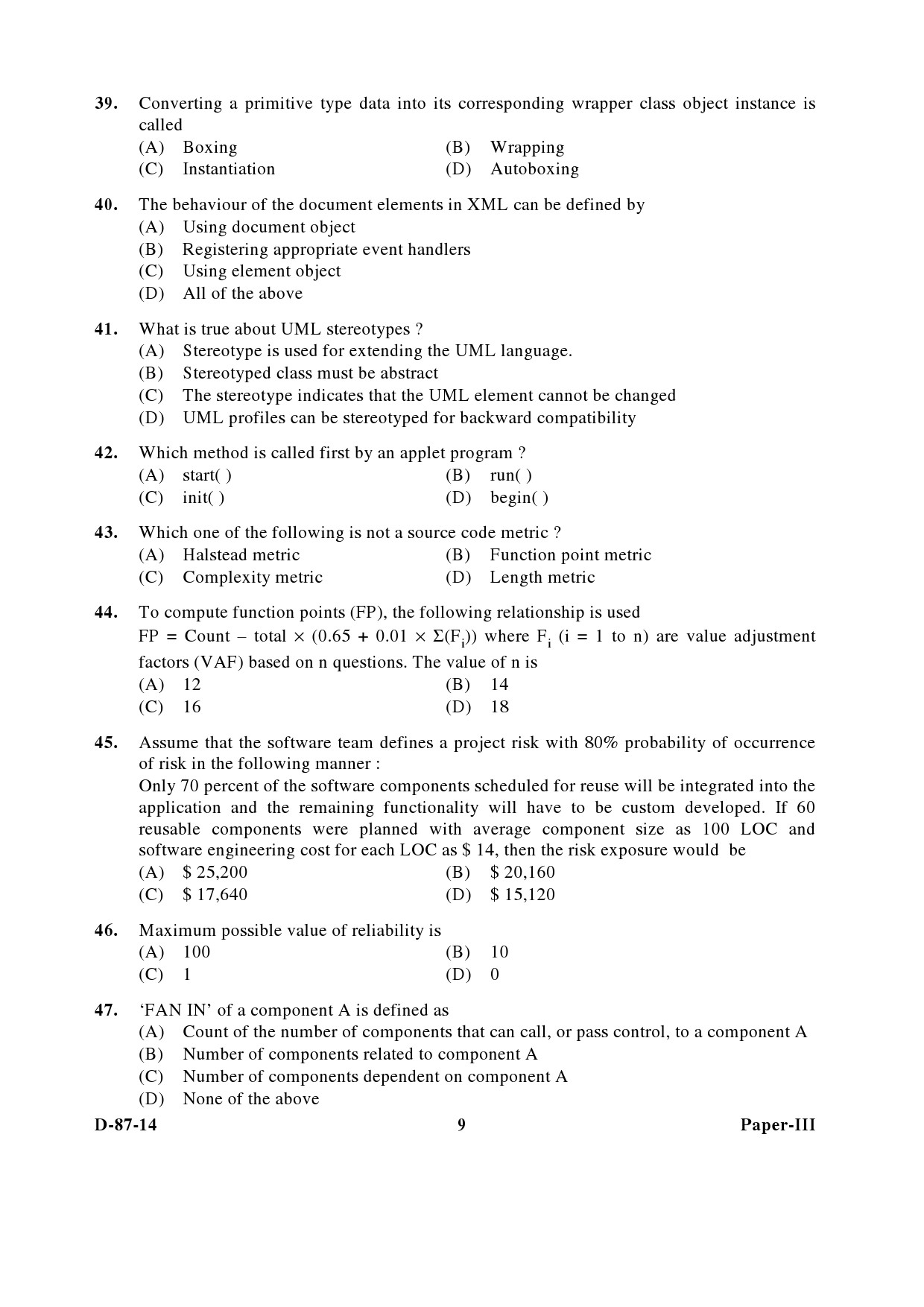 UGC NET Computer Science and Applications Question Paper III December 2014 9