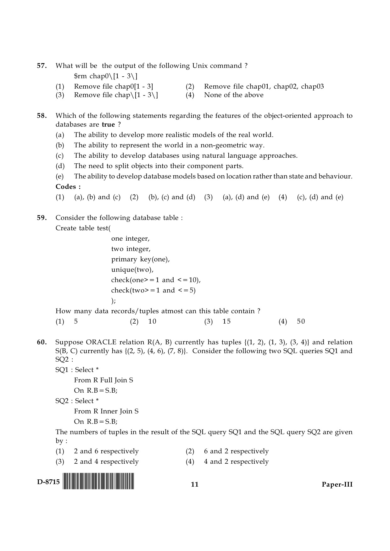 UGC NET Computer Science and Applications Question Paper III December 2015 11