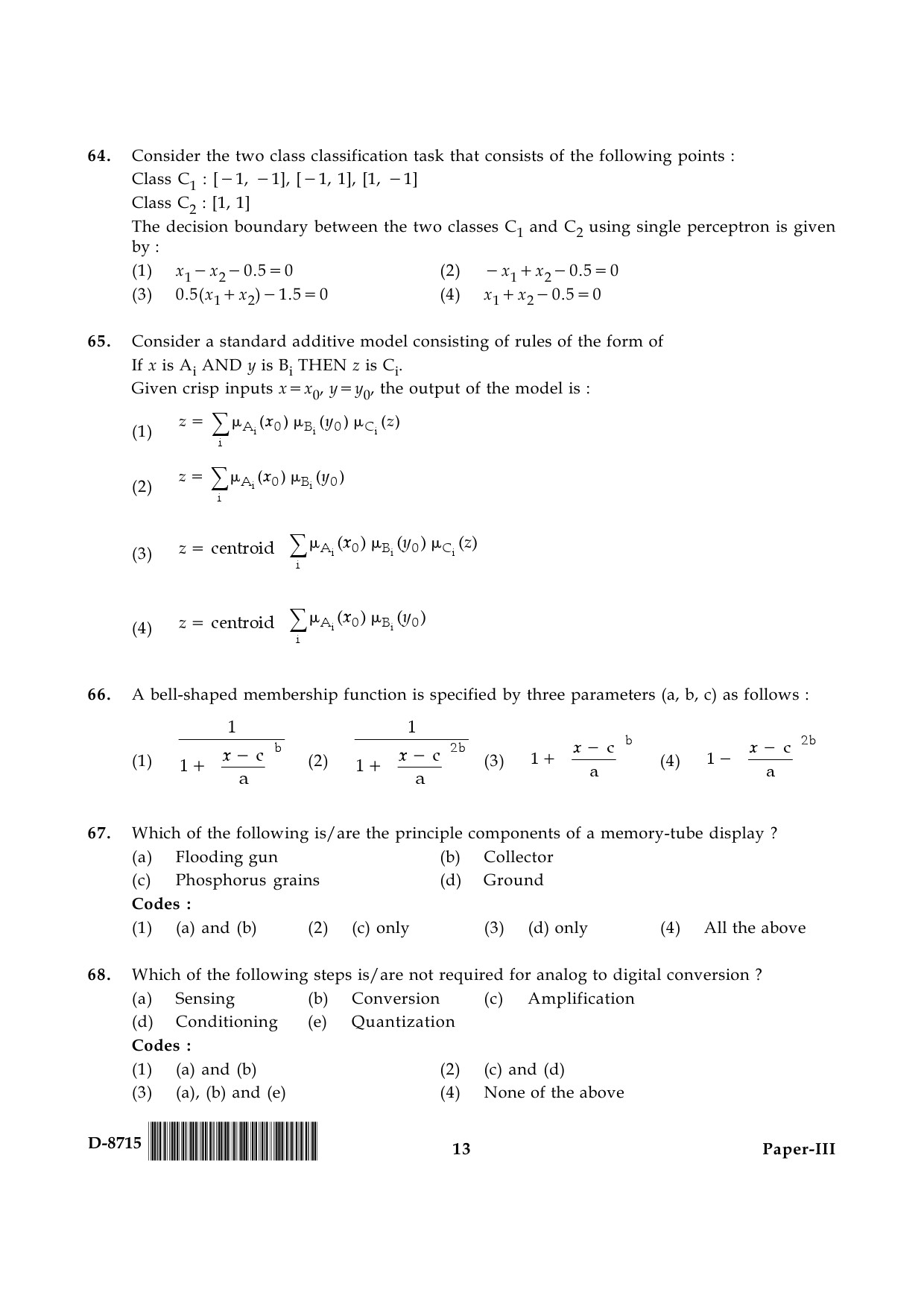 UGC NET Computer Science and Applications Question Paper III December 2015 13