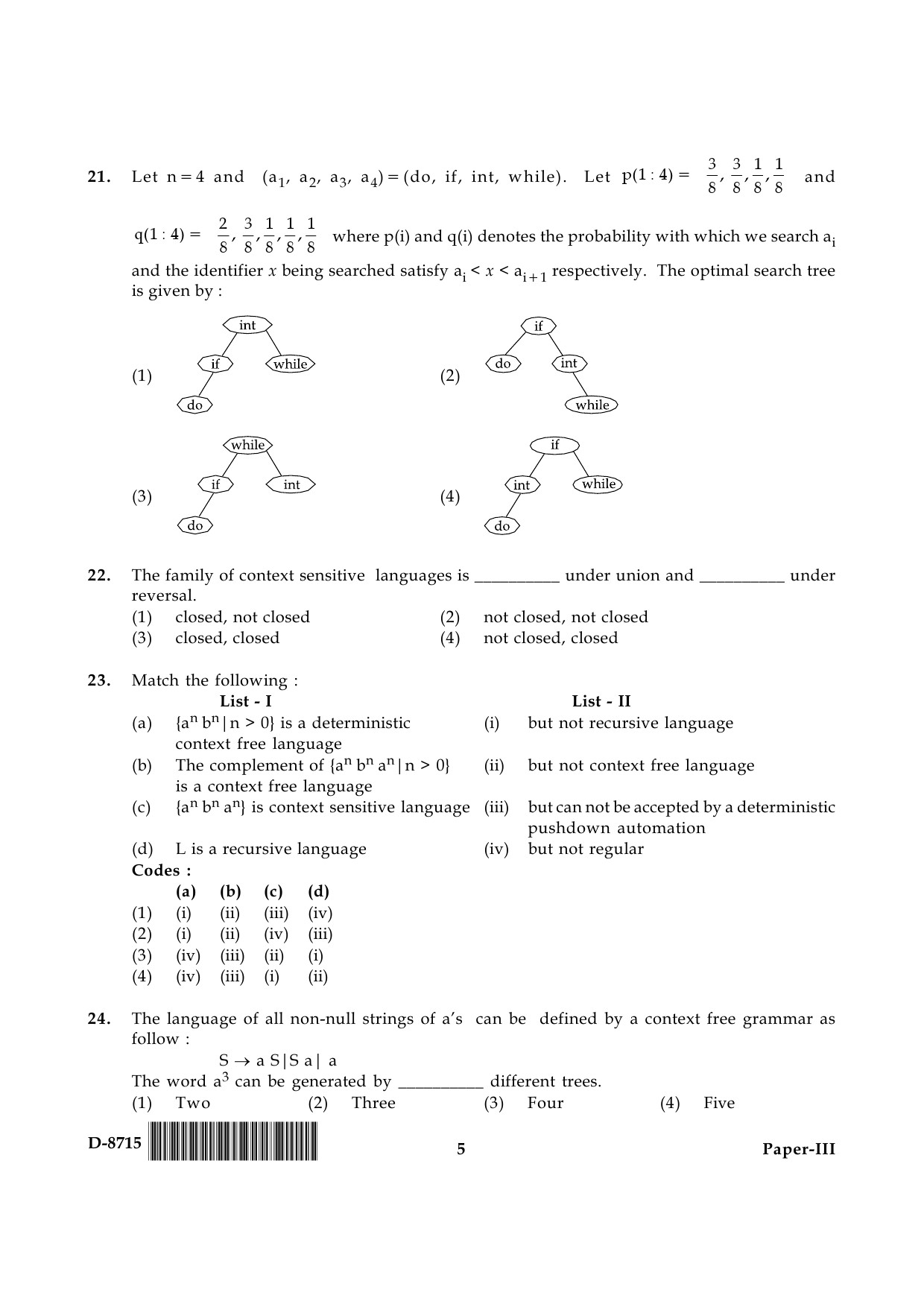 UGC NET Computer Science and Applications Question Paper III December 2015 5