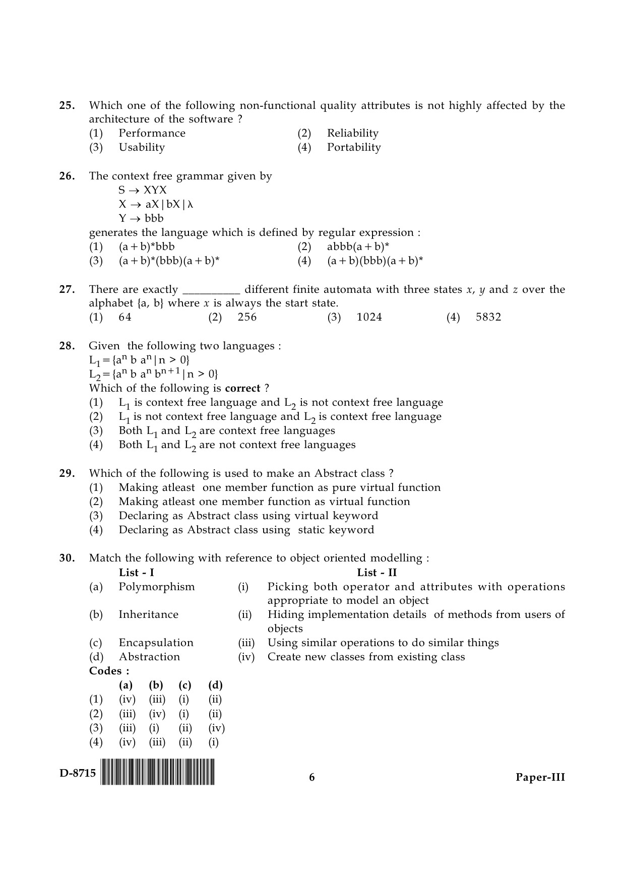 UGC NET Computer Science and Applications Question Paper III December 2015 6