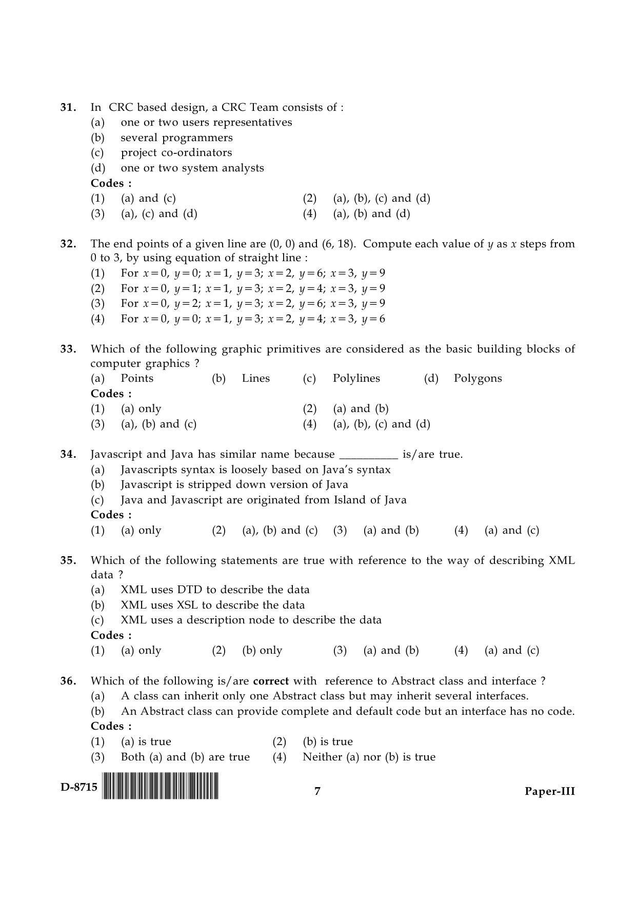 UGC NET Computer Science and Applications Question Paper III December 2015 7