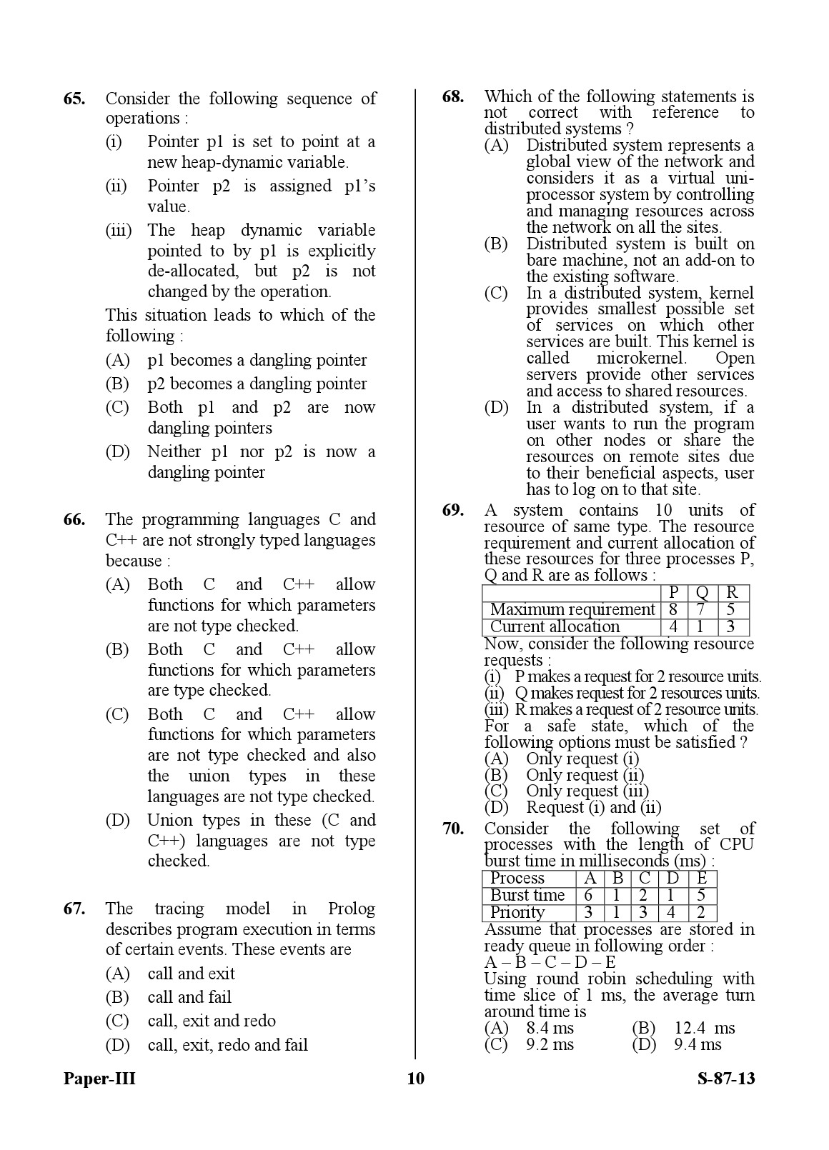 UGC NET Computer Science and Applications Question Paper III Exam September 2013 10