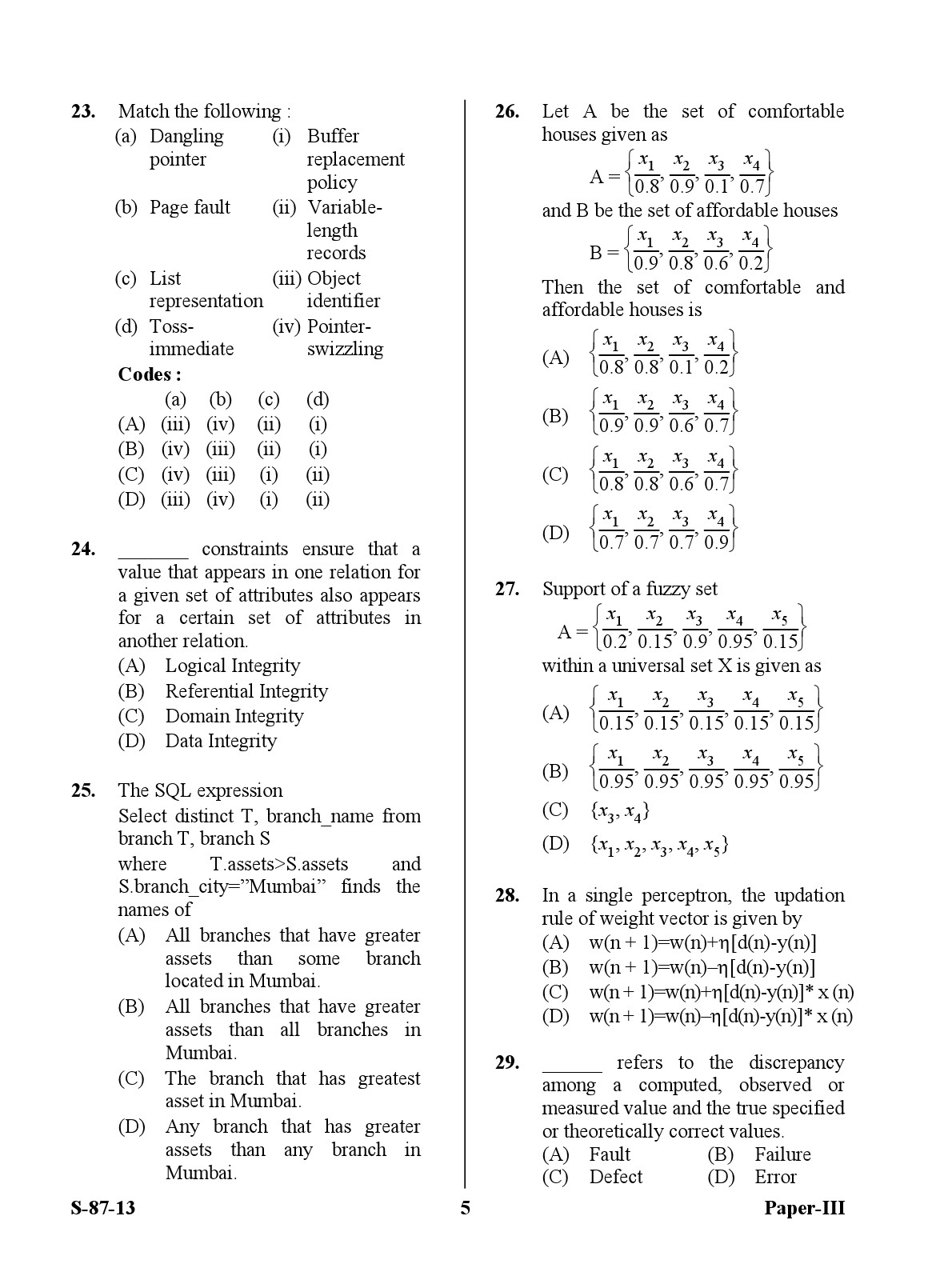 UGC NET Computer Science and Applications Question Paper III Exam September 2013 5