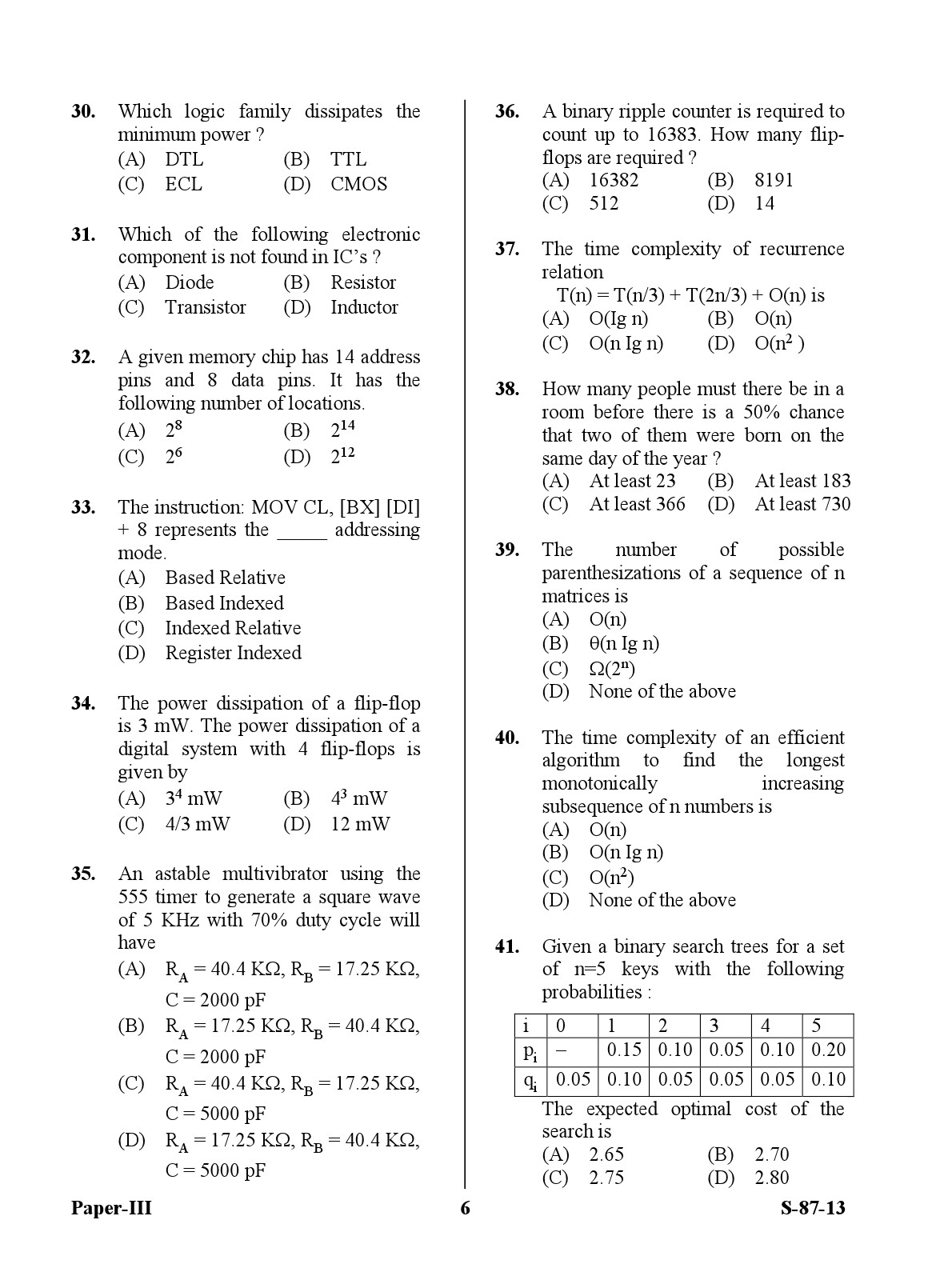 UGC NET Computer Science and Applications Question Paper III Exam September 2013 6