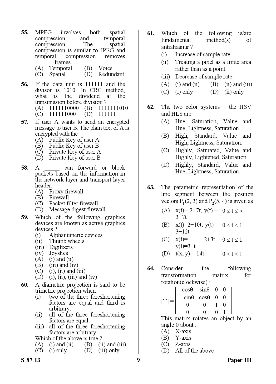 UGC NET Computer Science and Applications Question Paper III Exam September 2013 9