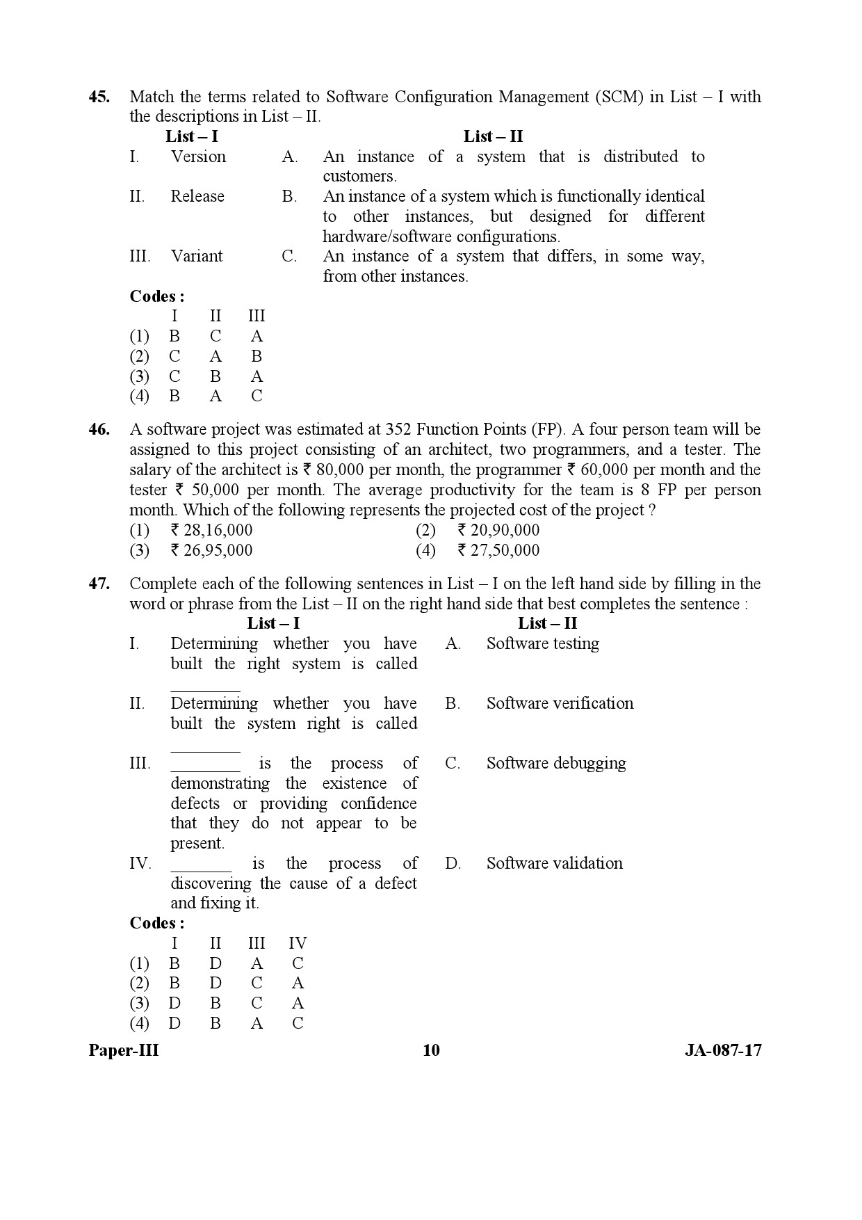 UGC NET Computer Science and Applications Question Paper III January 2017 10