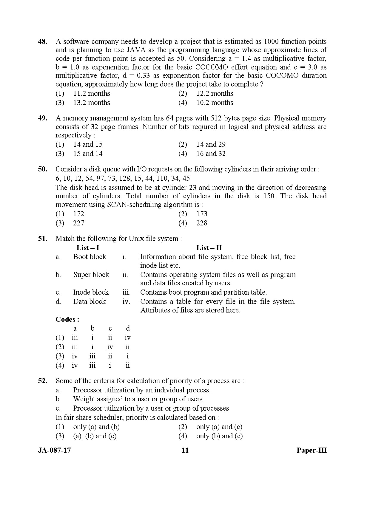 UGC NET Computer Science and Applications Question Paper III January 2017 11