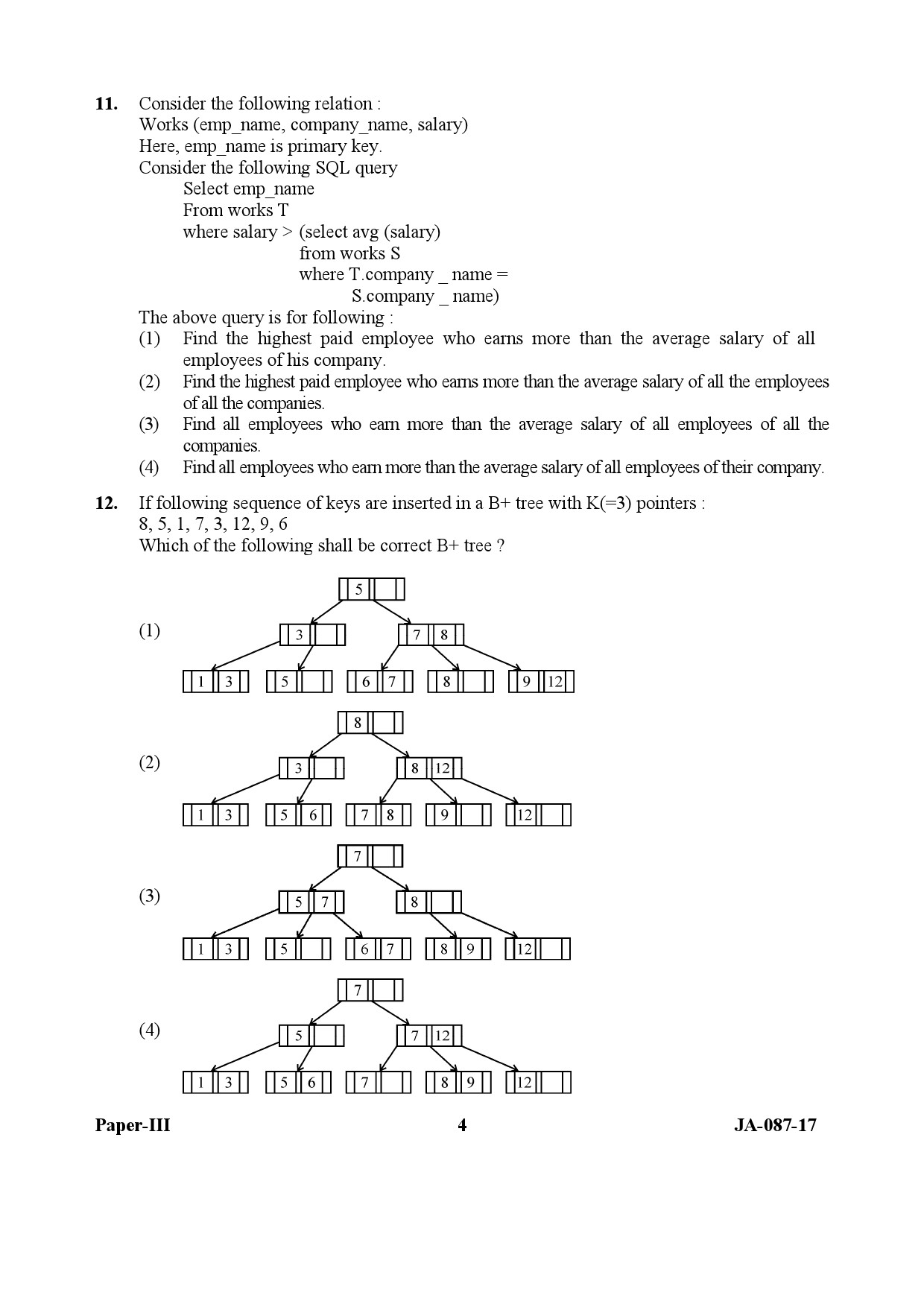 UGC NET Computer Science and Applications Question Paper III January 2017 4