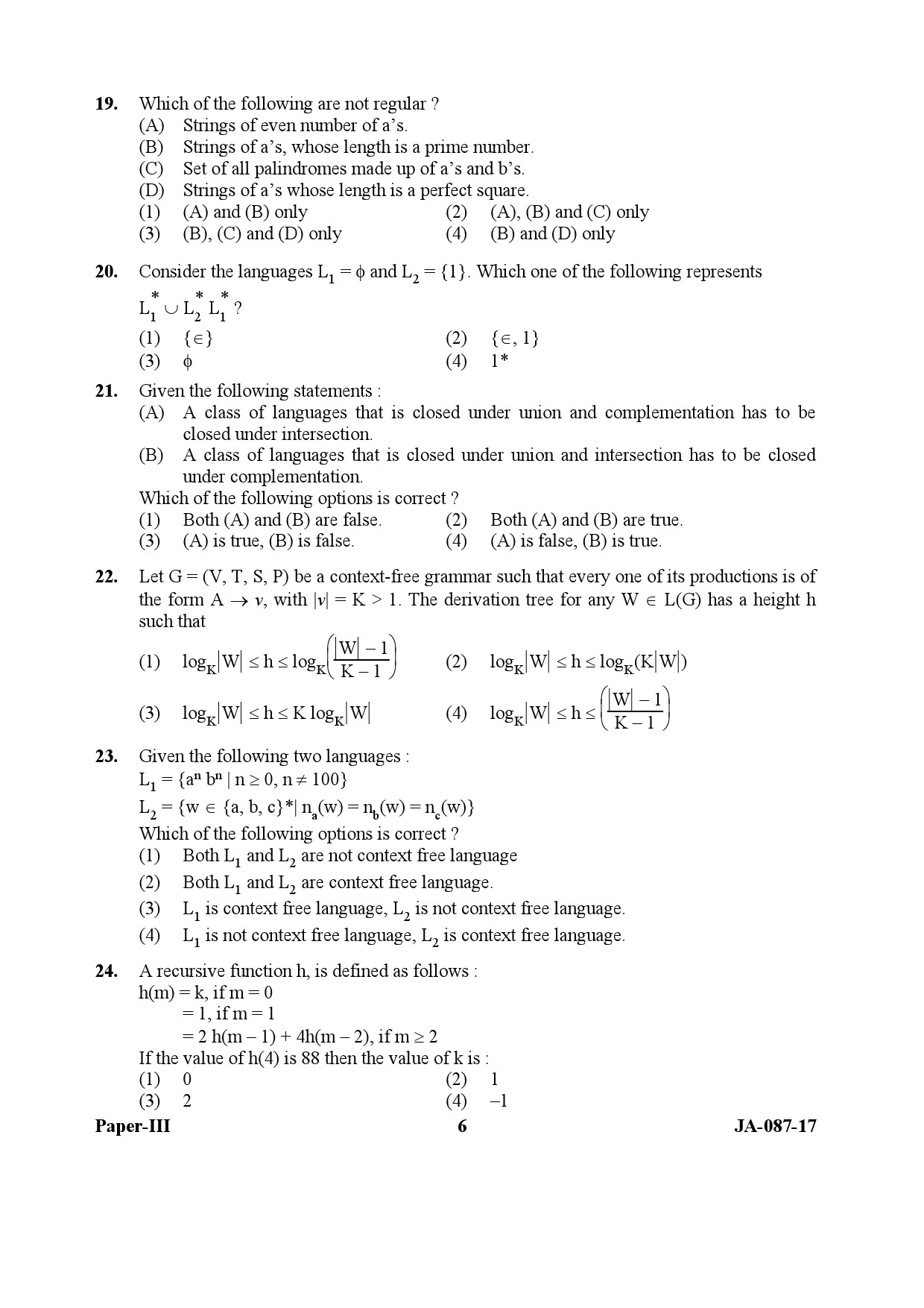 UGC NET Computer Science and Applications Question Paper III January 2017 6